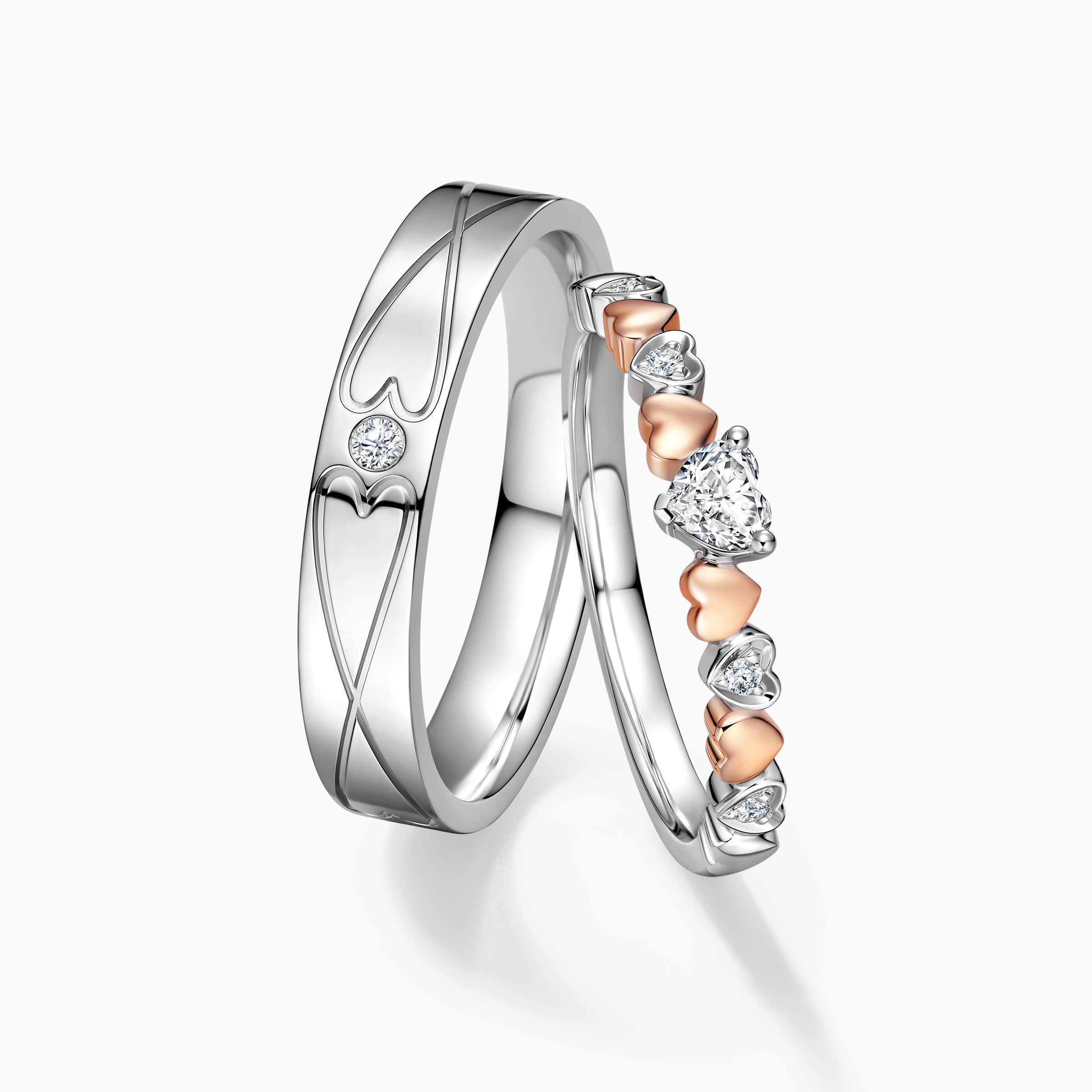 Darry Ring heart wedding rings set for man and woman