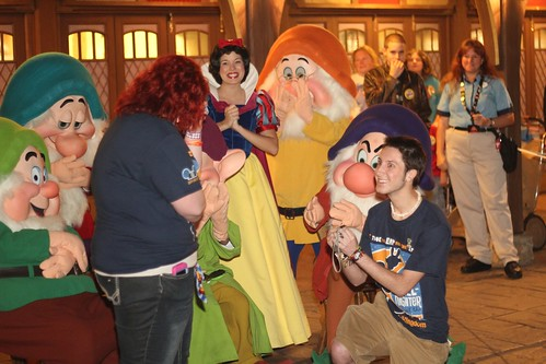 disney proposal in front of the characters