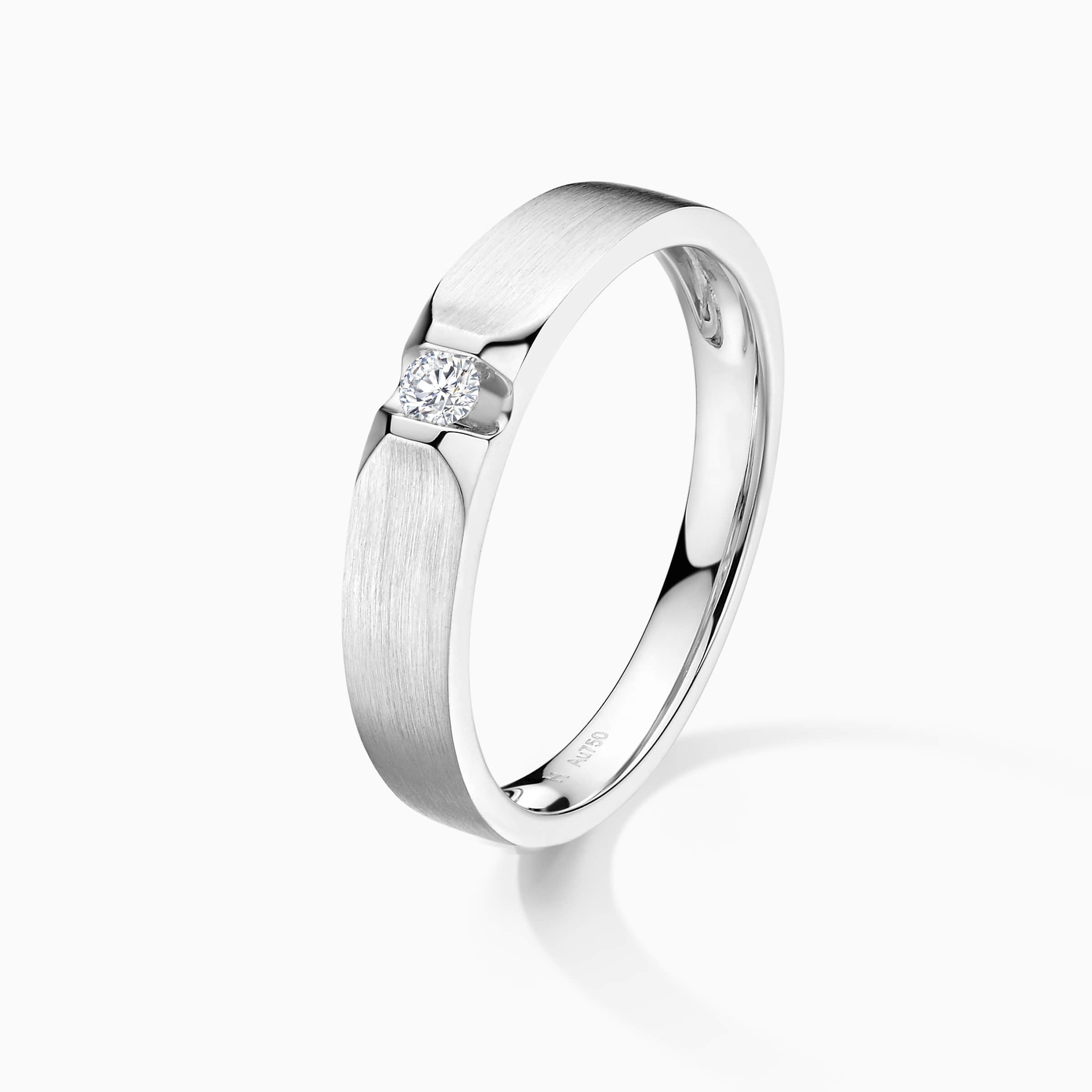 Darry Ring male wedding band with a tension-set diamond