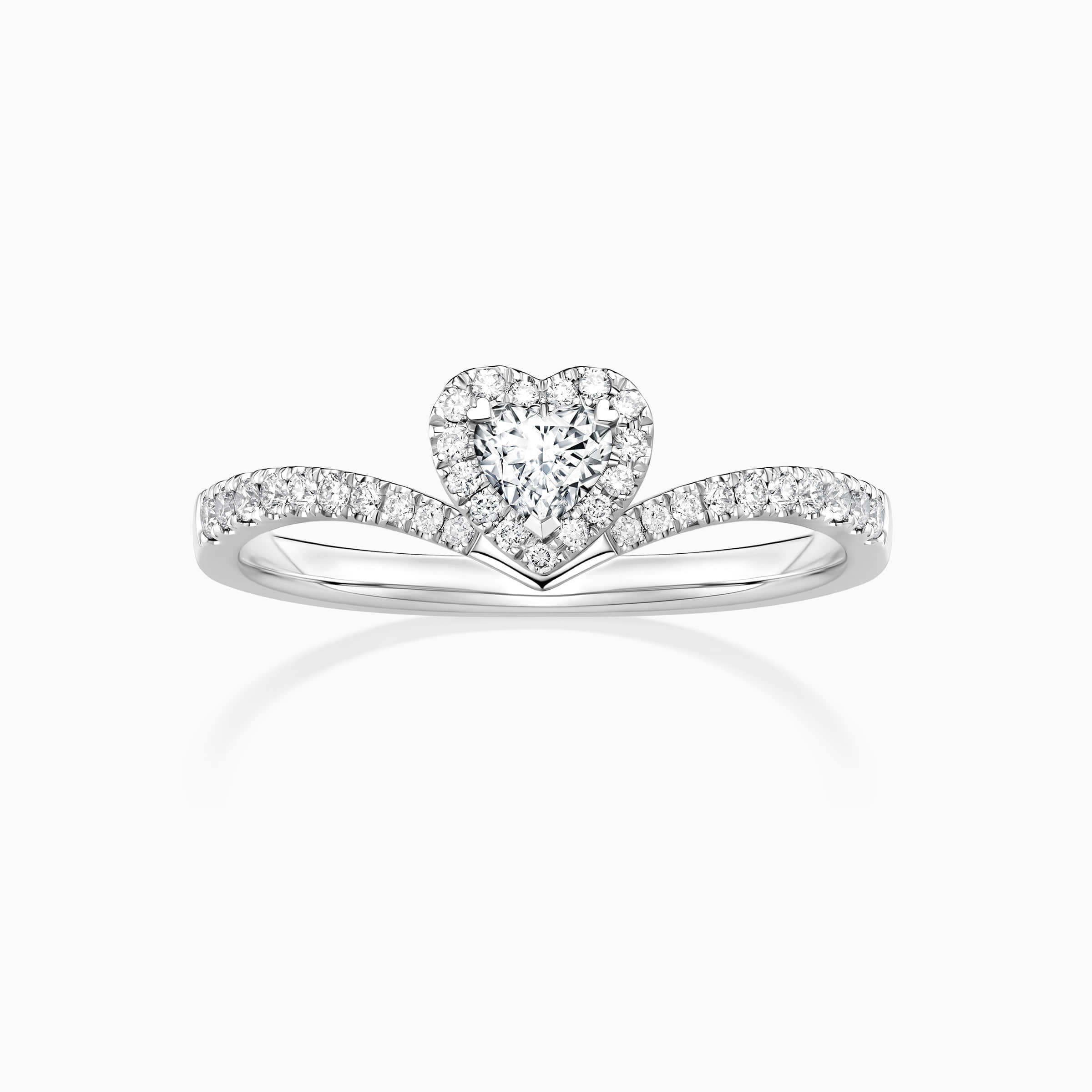 darry ring halo heart engagement ring front view