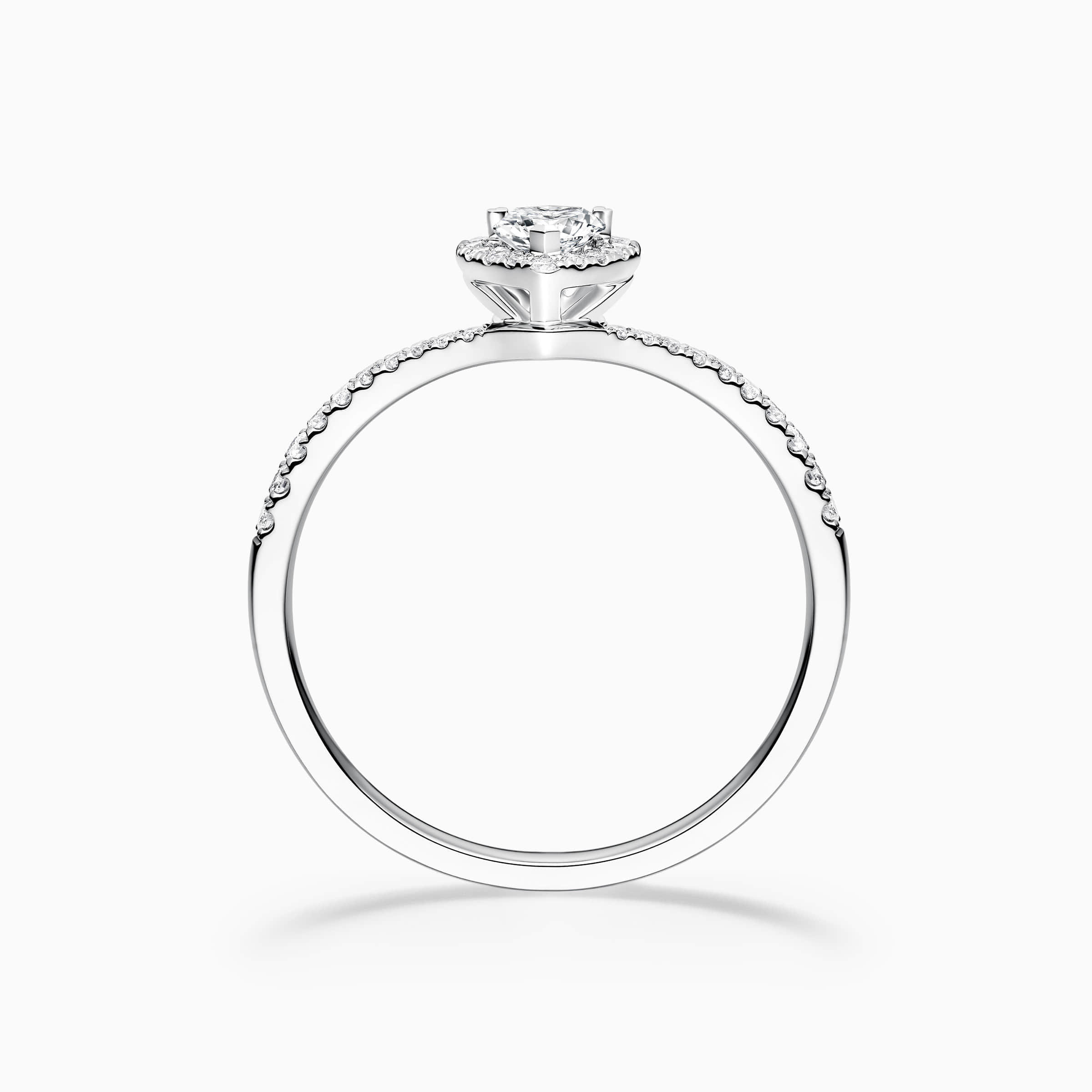 darry ring halo heart engagement ring side view