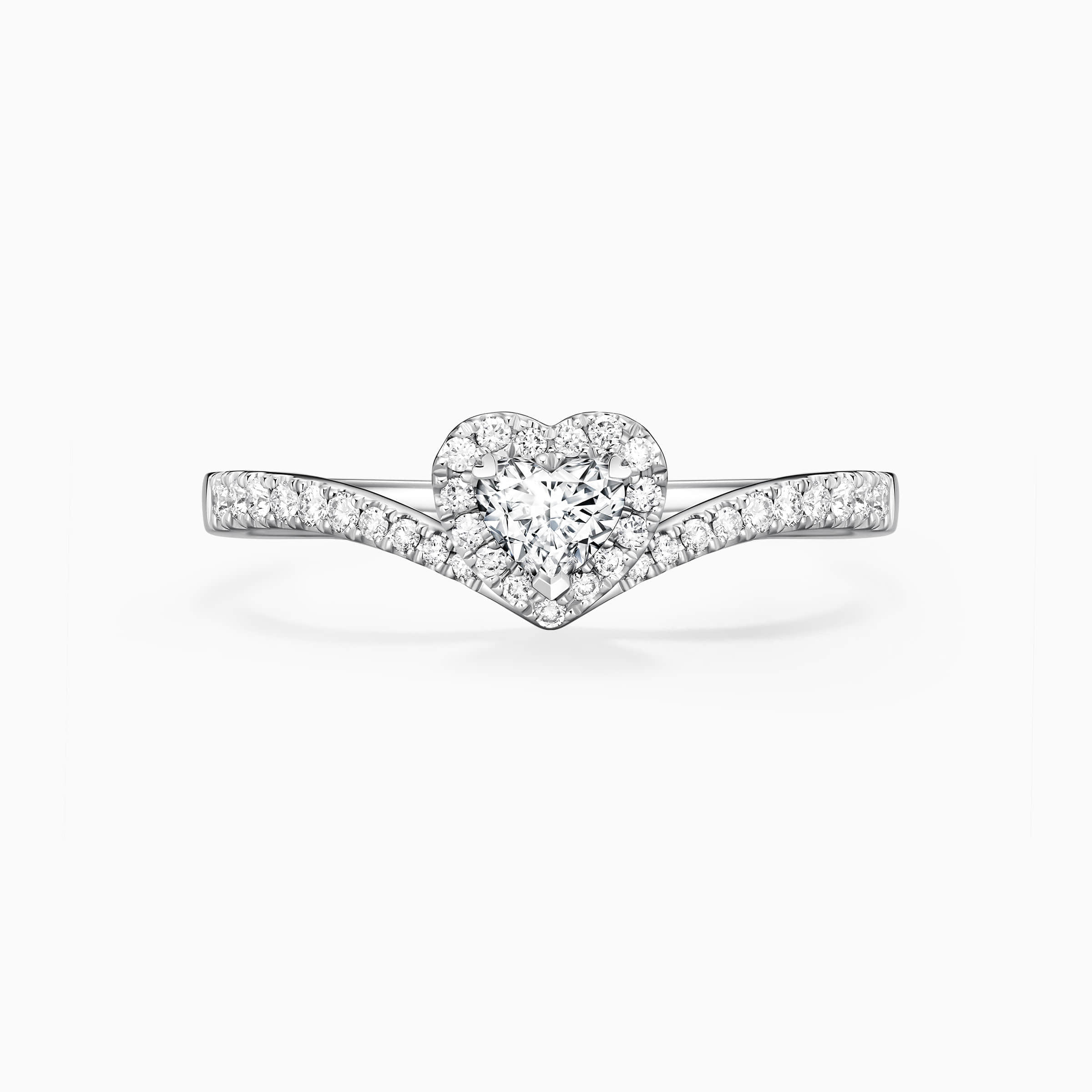 darry ring halo heart engagement ring front view