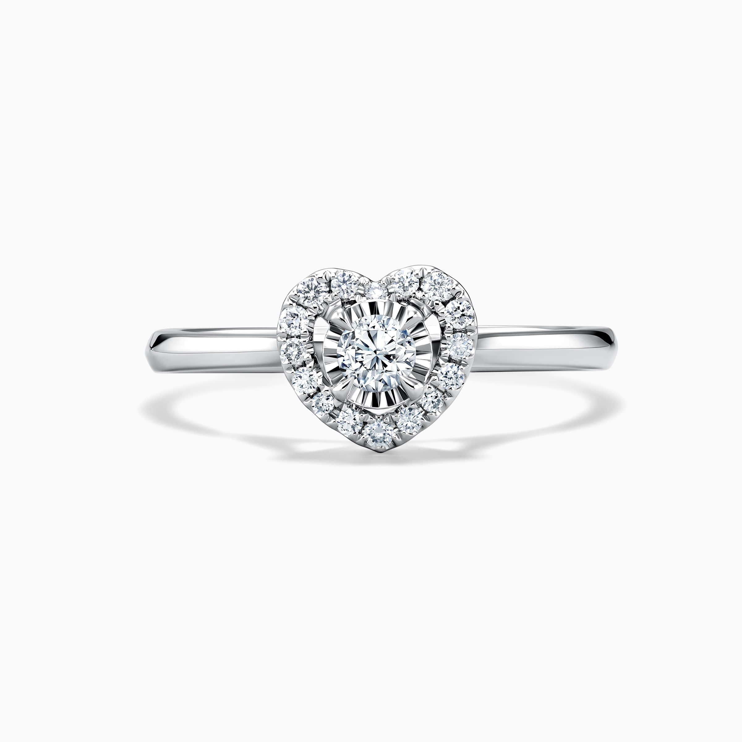 darry ring heart halo engagement ring front view