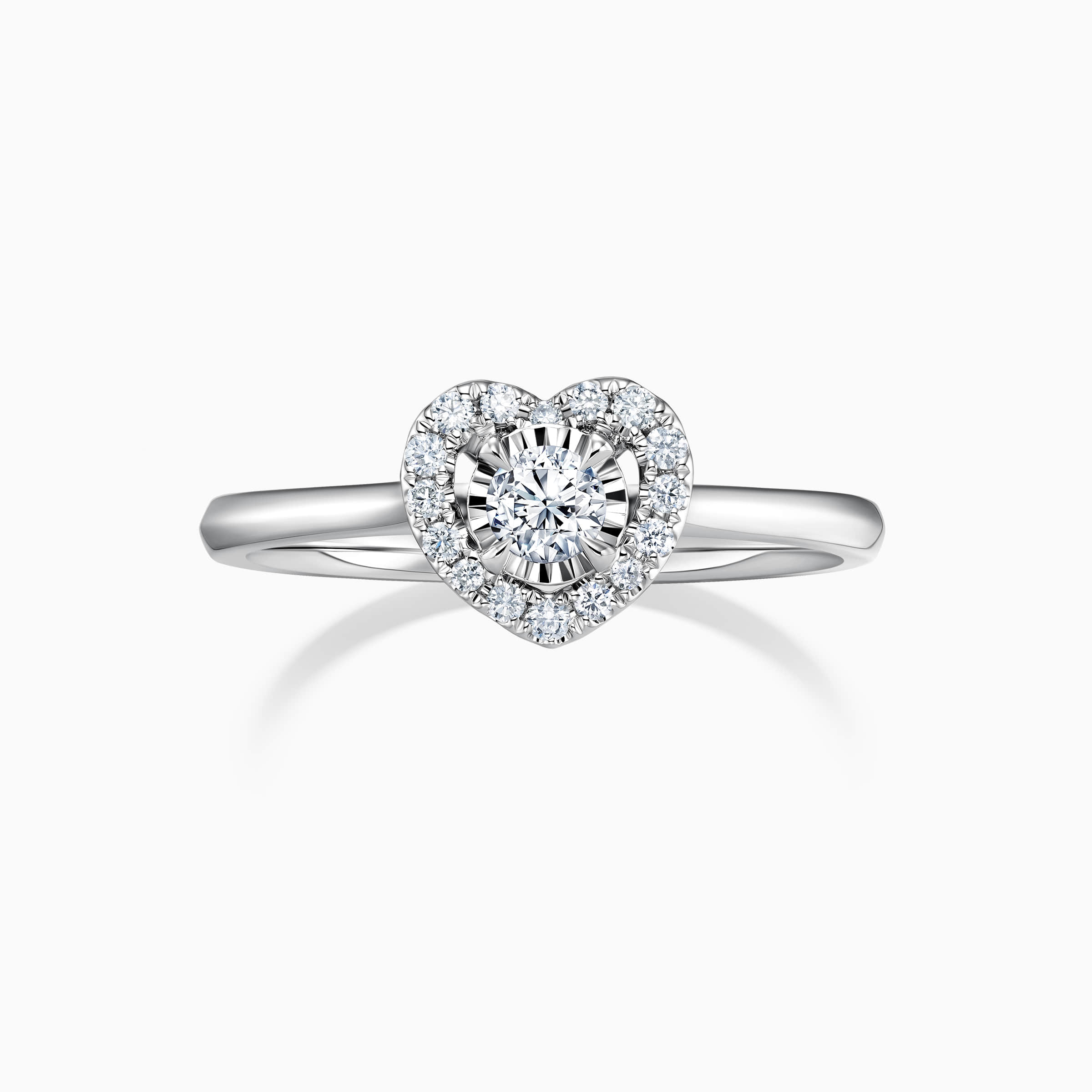 darry ring heart halo engagement ring front view