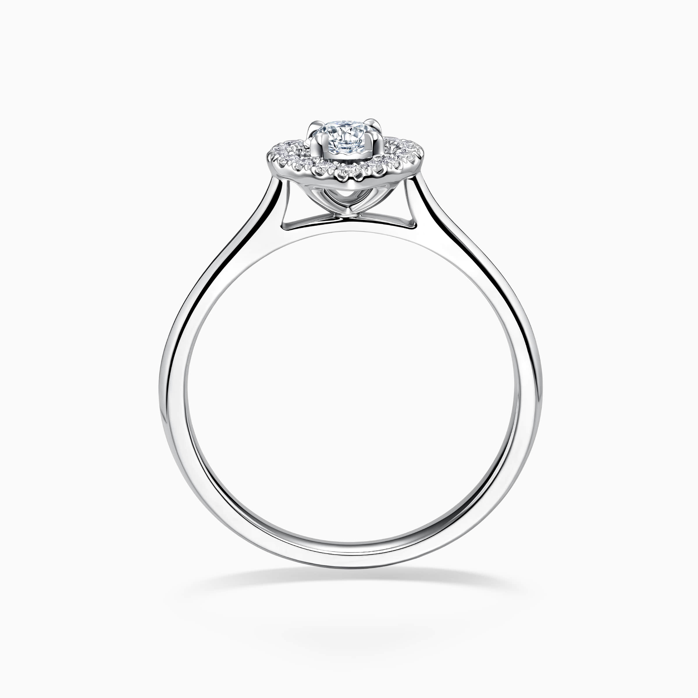 darry ring heart halo engagement ring side view