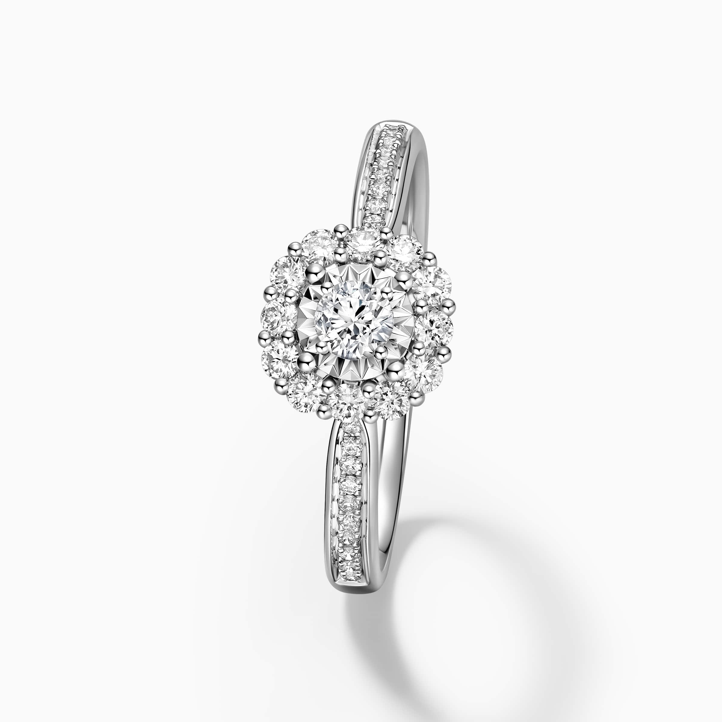 Darry Ring diamond halo promise ring top view