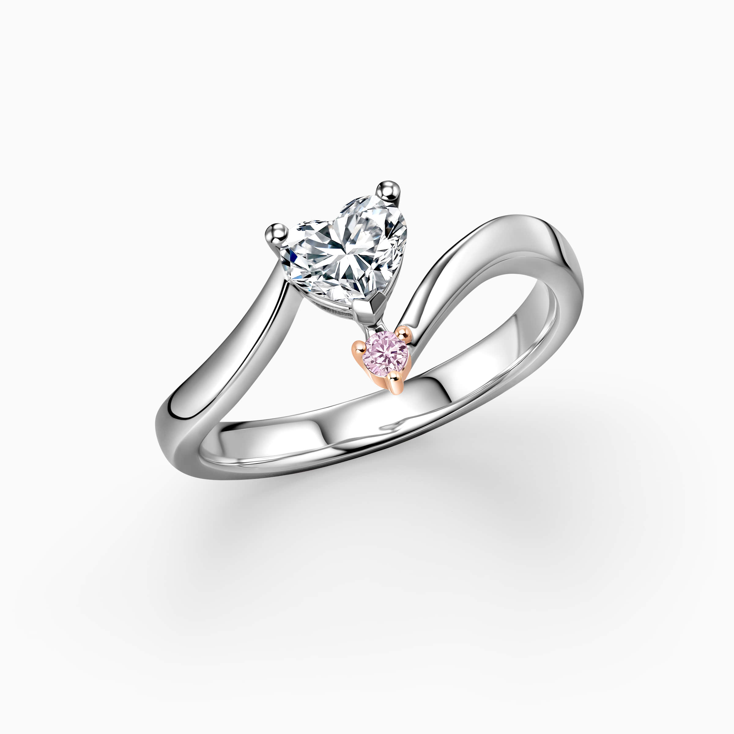 Heart Cut Fancy Pink Engagement Ring Silver Tone / 11.0(U.S)