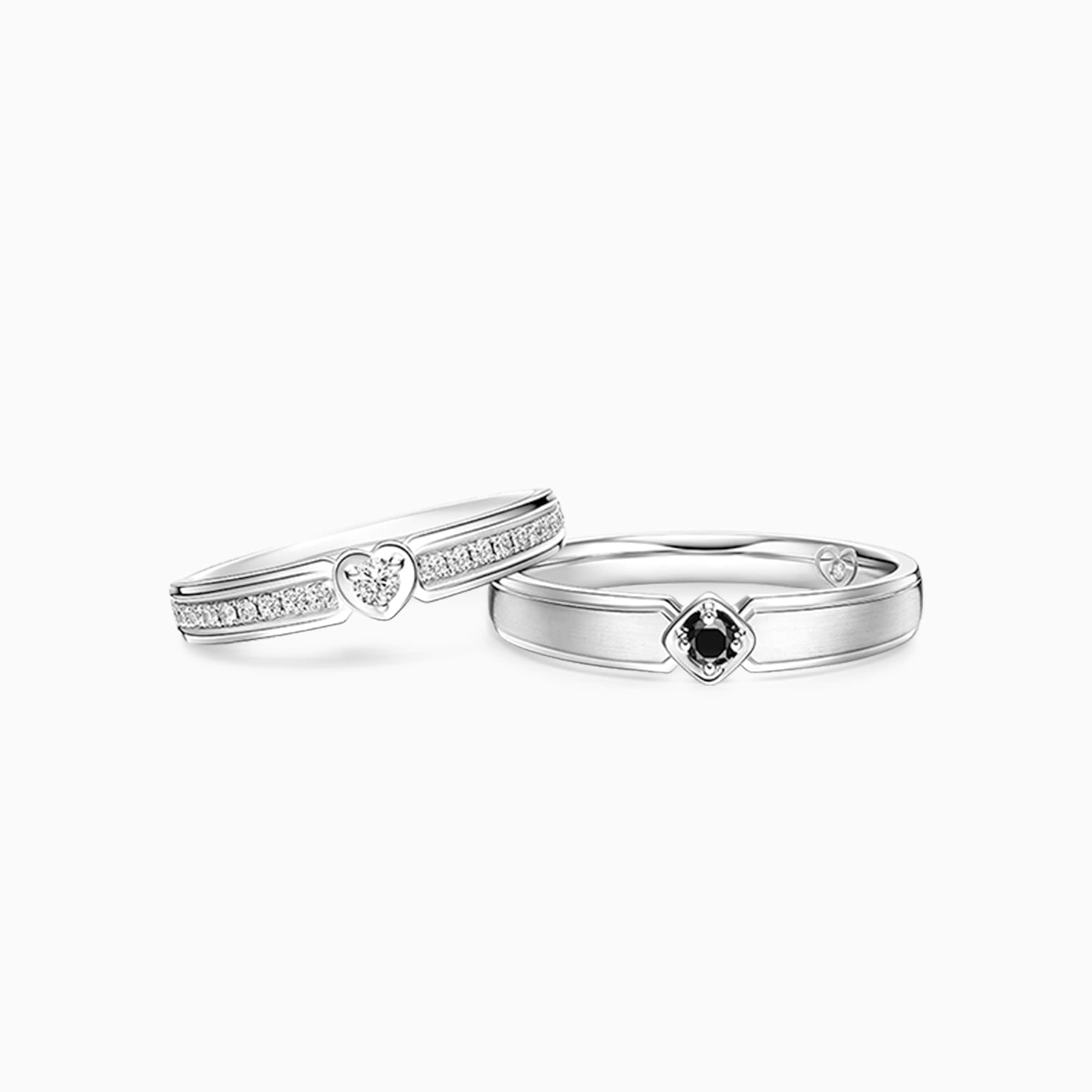 Darry Ring diamond wedding rings set for man and woman in white gold