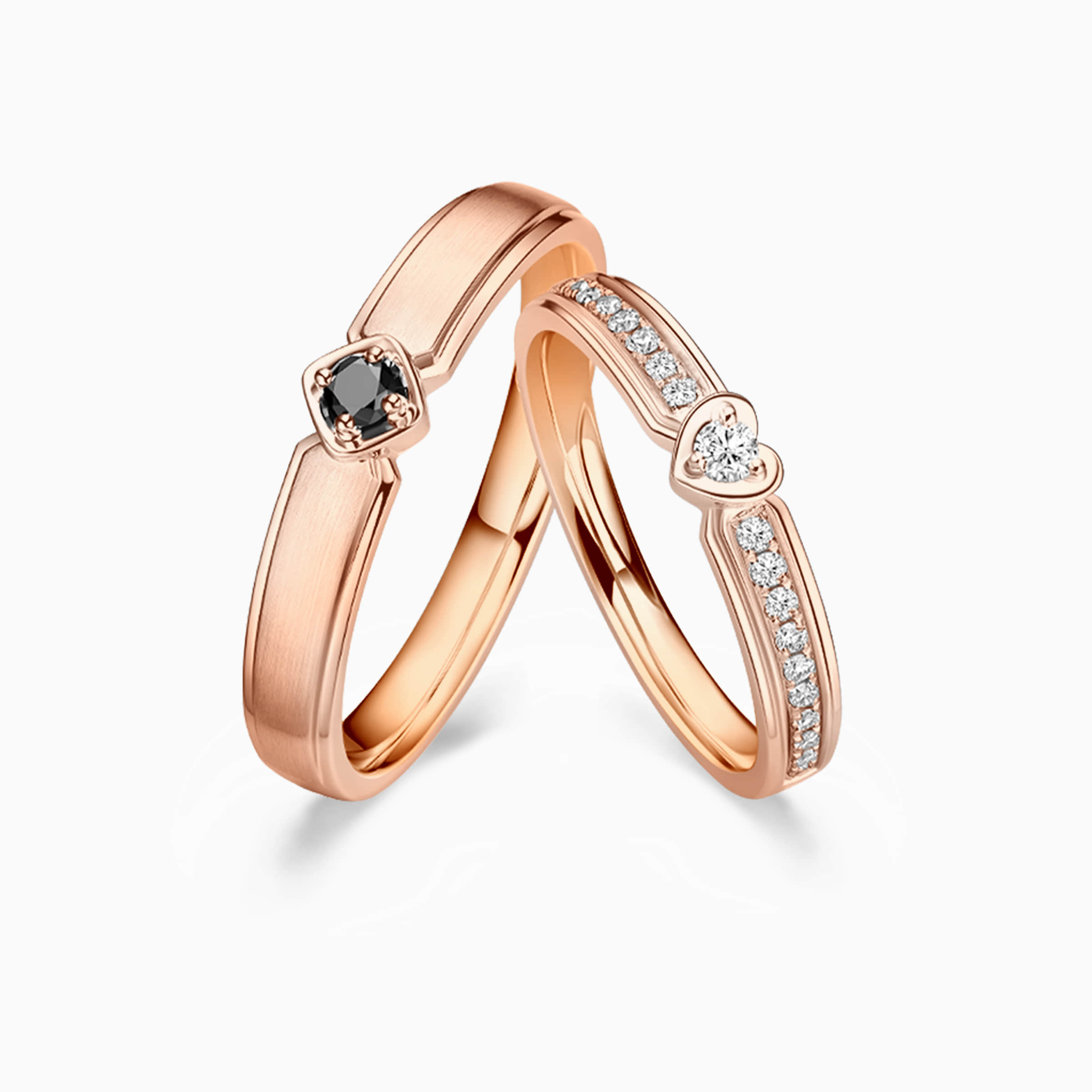 Darry Ring diamond wedding rings set for man and woman in rose gold