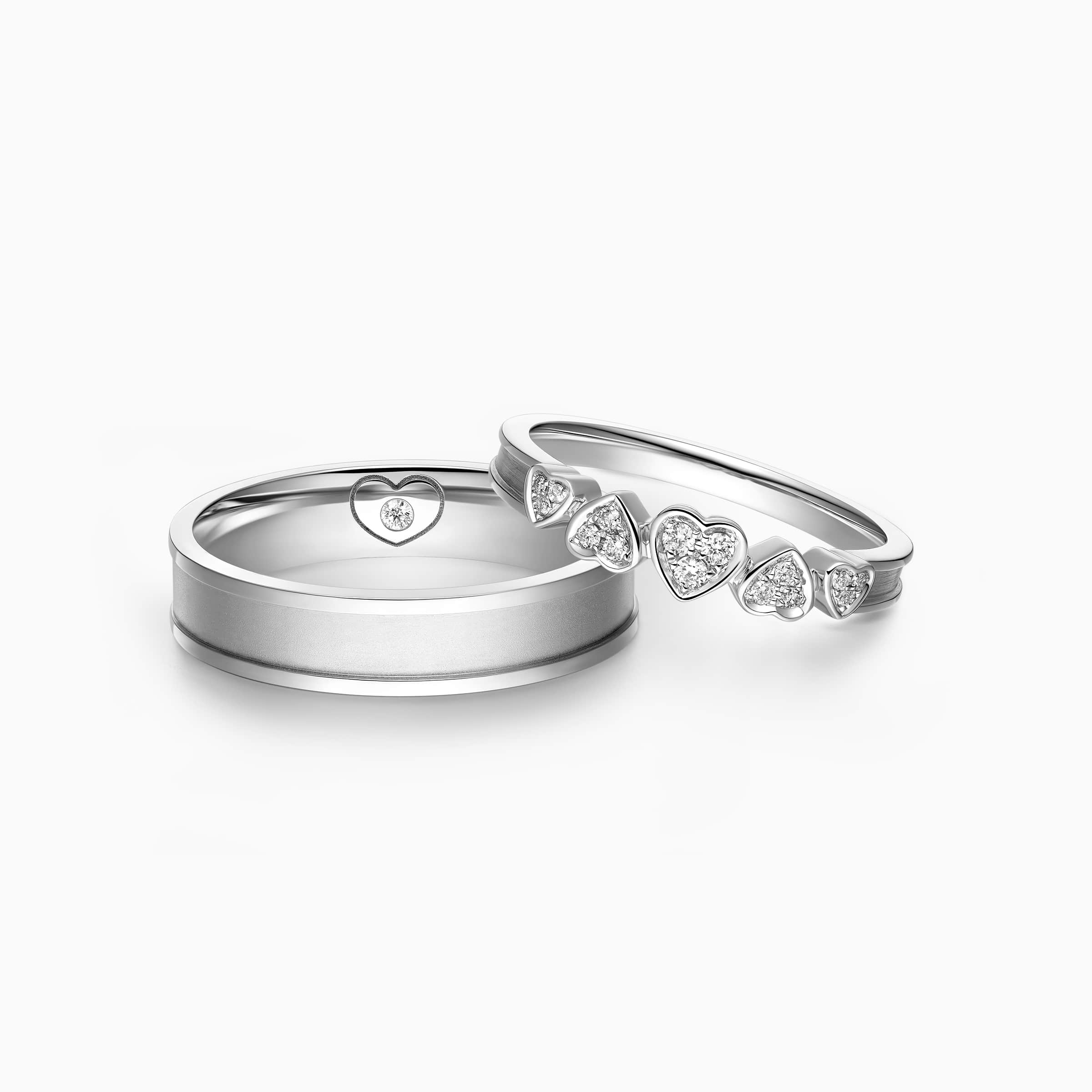 Darry Ring heart wedding ring sets for him and her in platinum