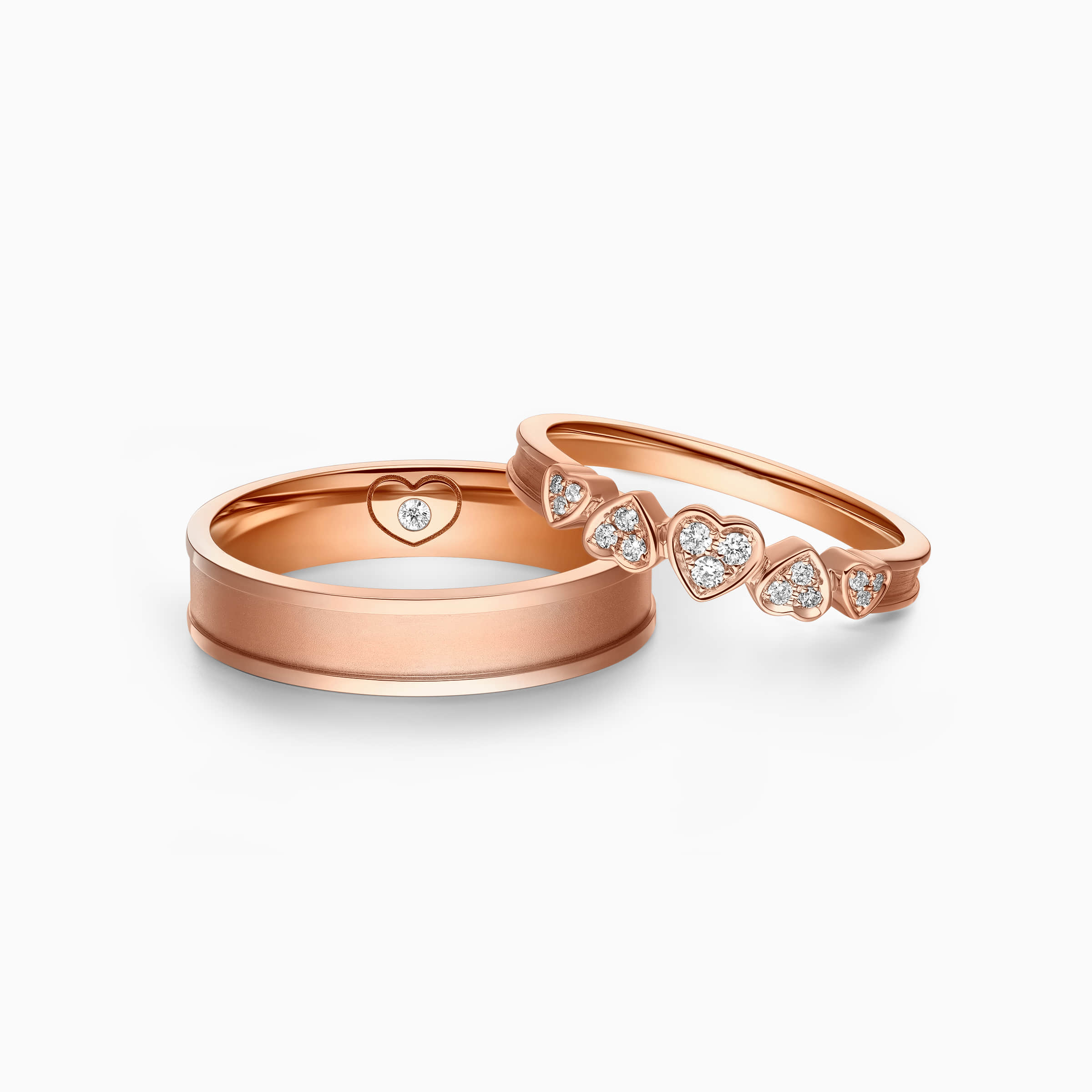 Darry Ring heart wedding ring sets for him and her in rose gold