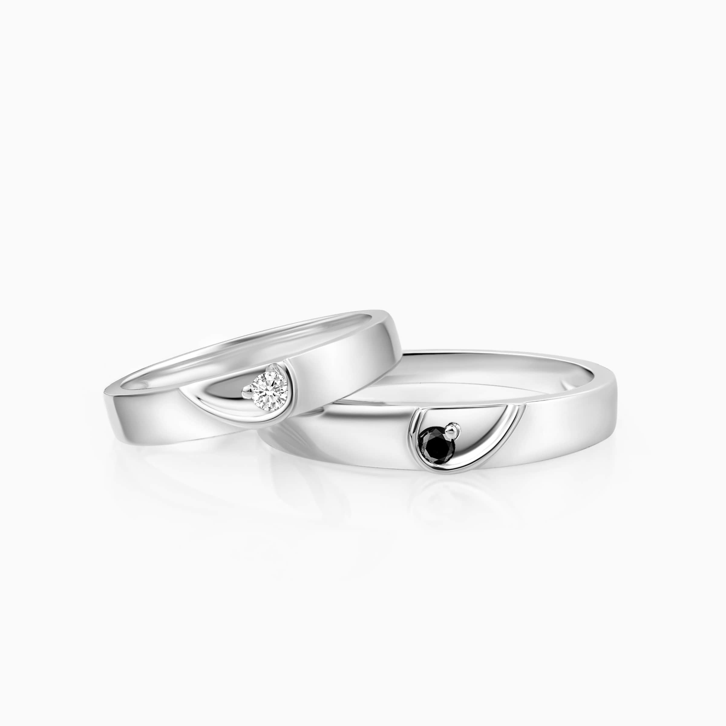 Darry Ring heart wedding rings for couple in white gold