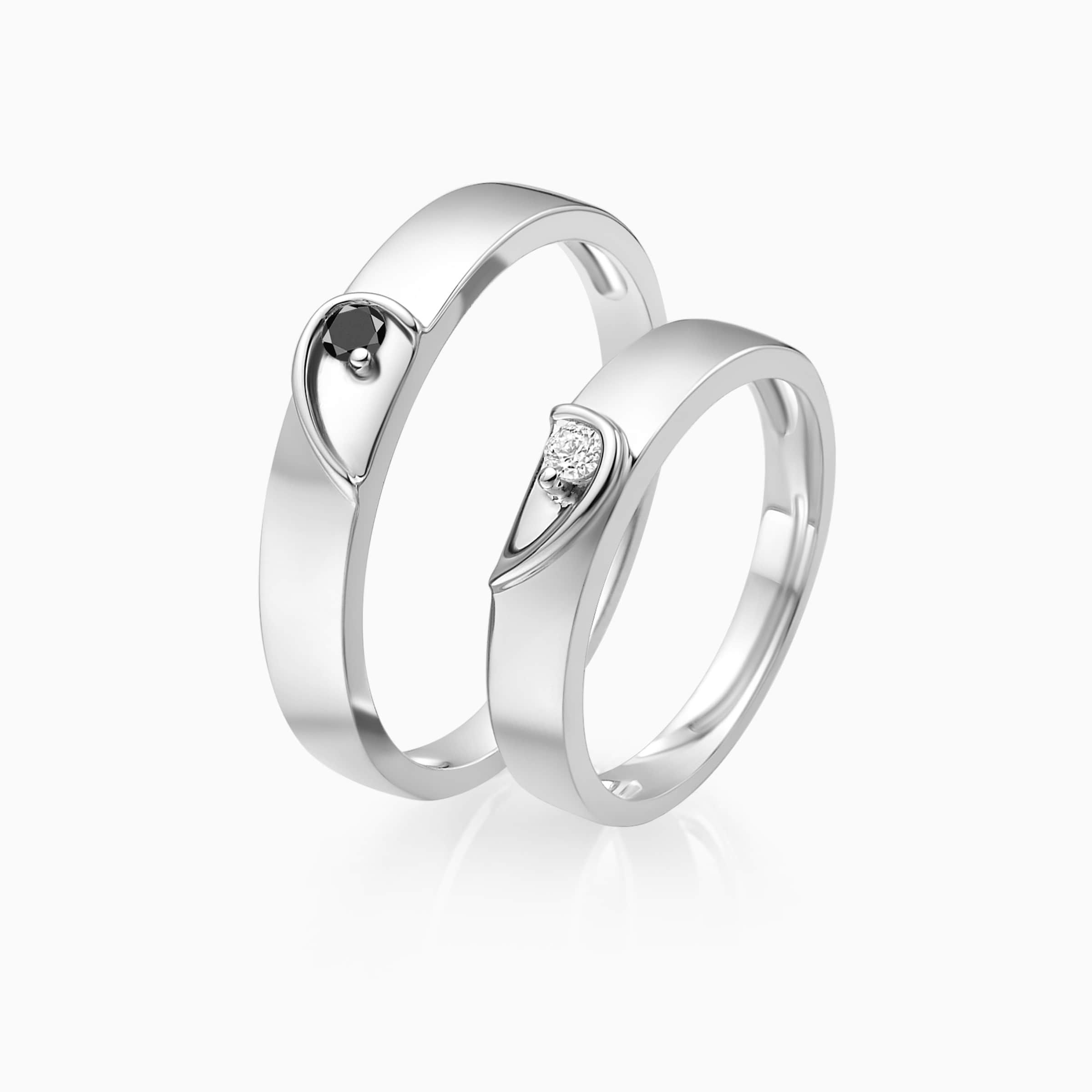 Darry Ring heart wedding rings for couple side view