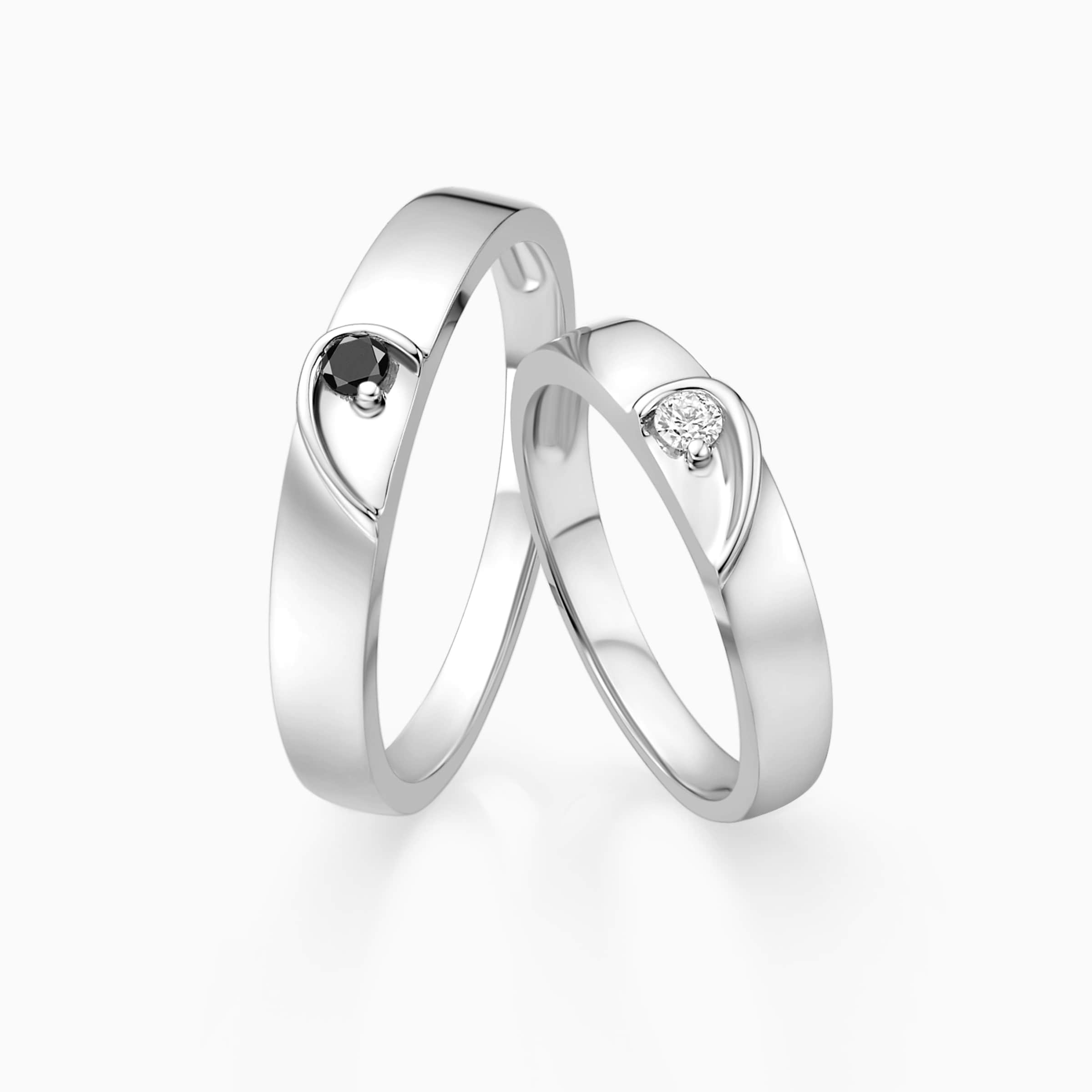 Darry Ring heart wedding rings for couple top view