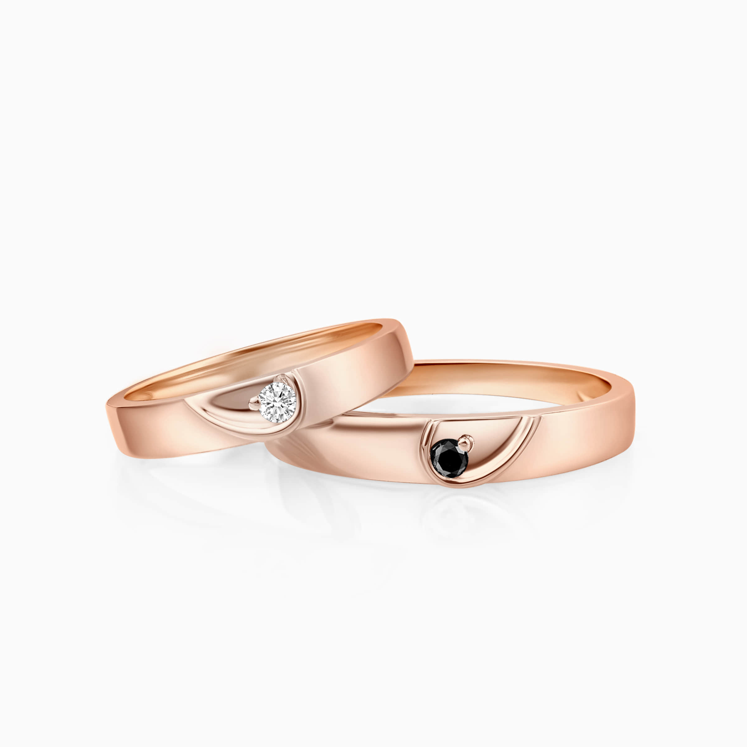Darry Ring heart wedding rings for couple in rose gold