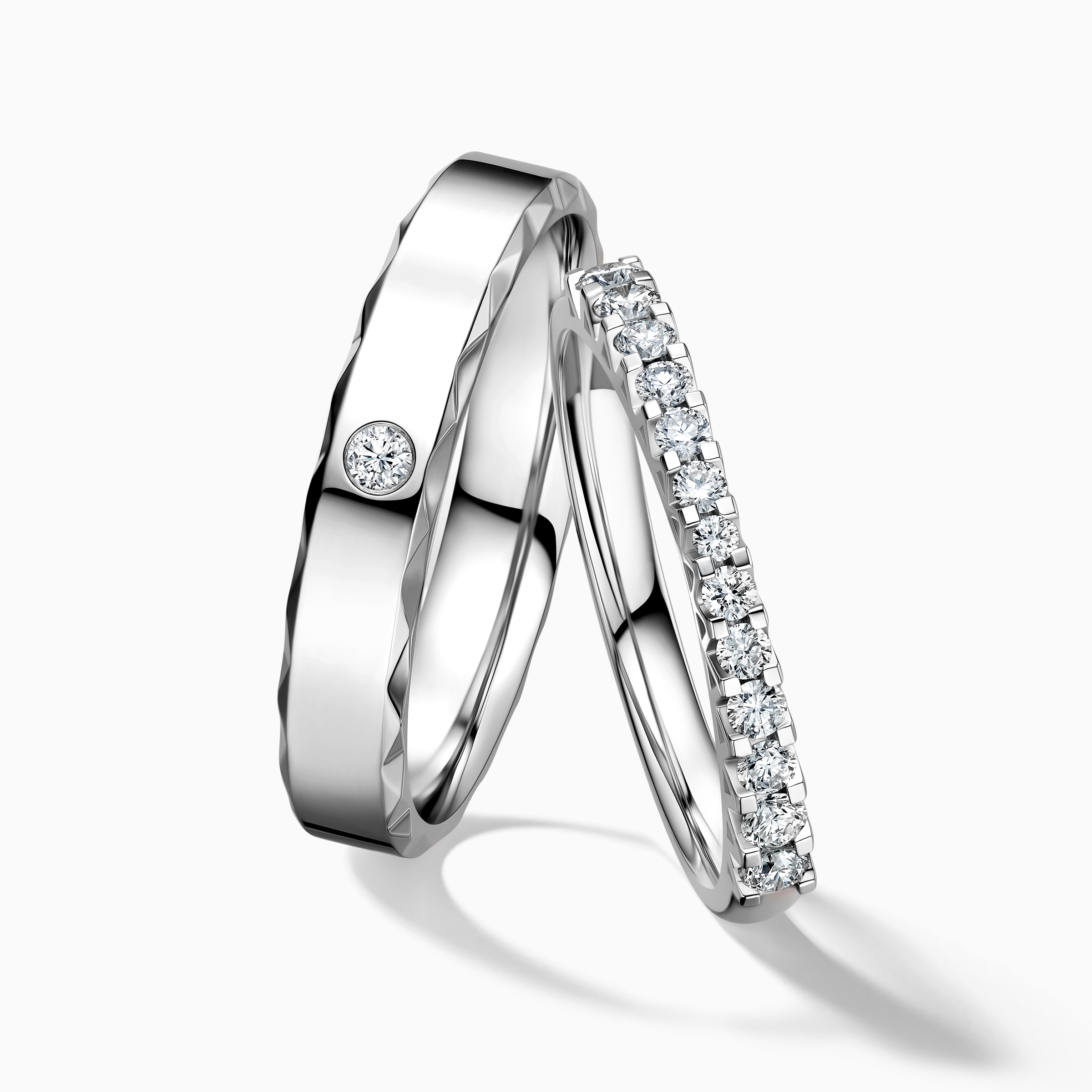 Darry Ring pavé diamond wedding band sets in platinum