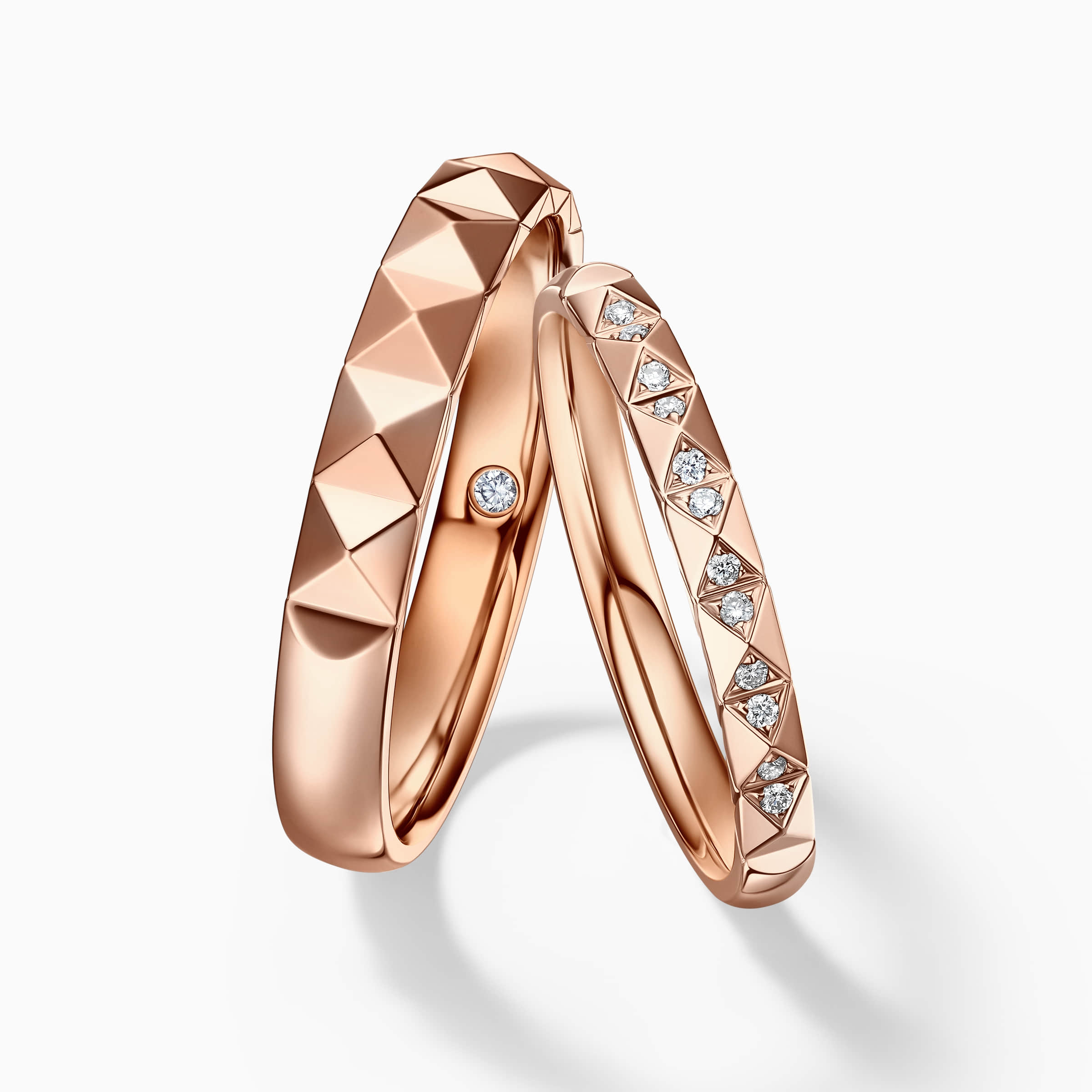 Darry Ring modern wedding band sets in rose gold