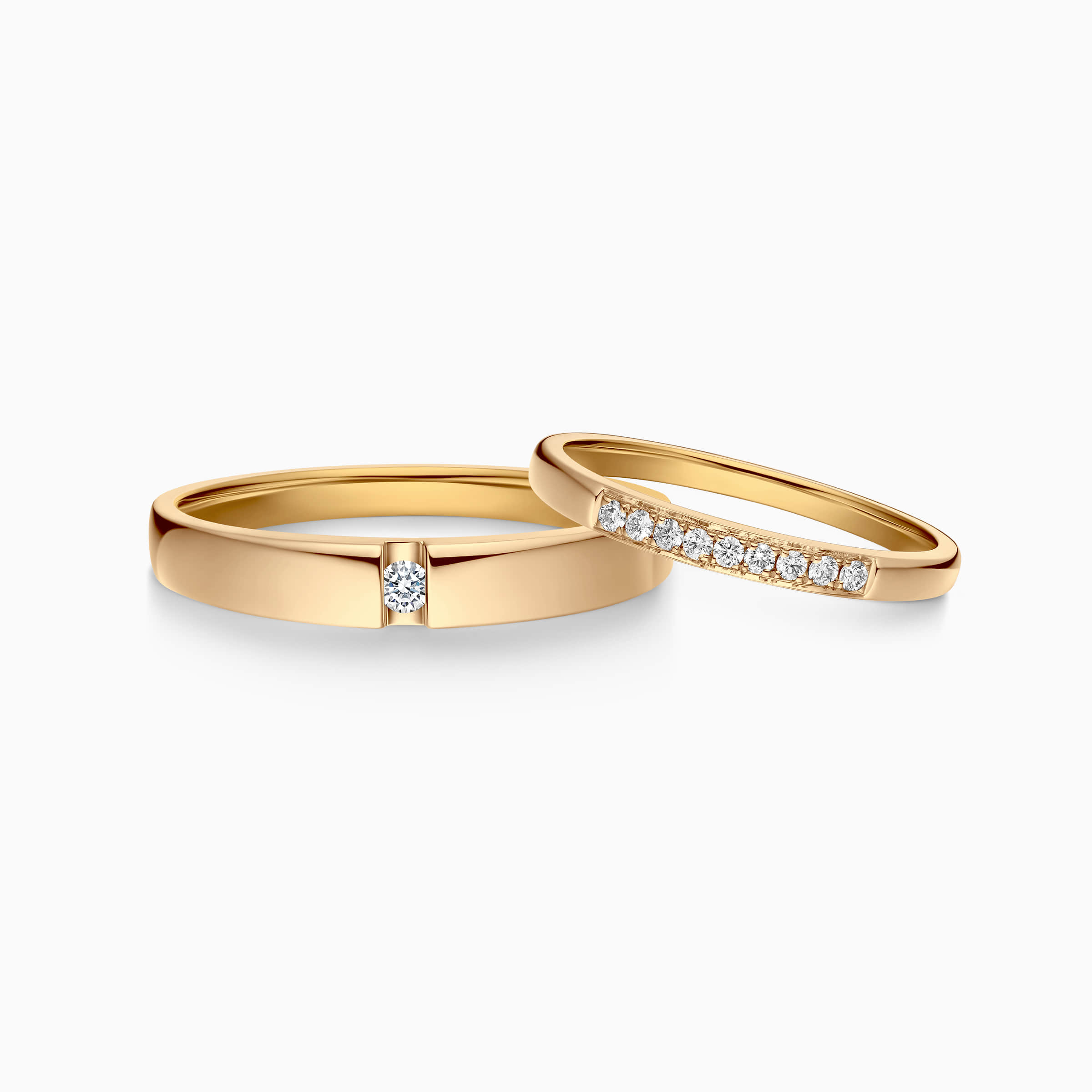 Gold Couple His & Her Wedding Band Ring Set | Bride Groom Wedding Band -  Abhika Jewels