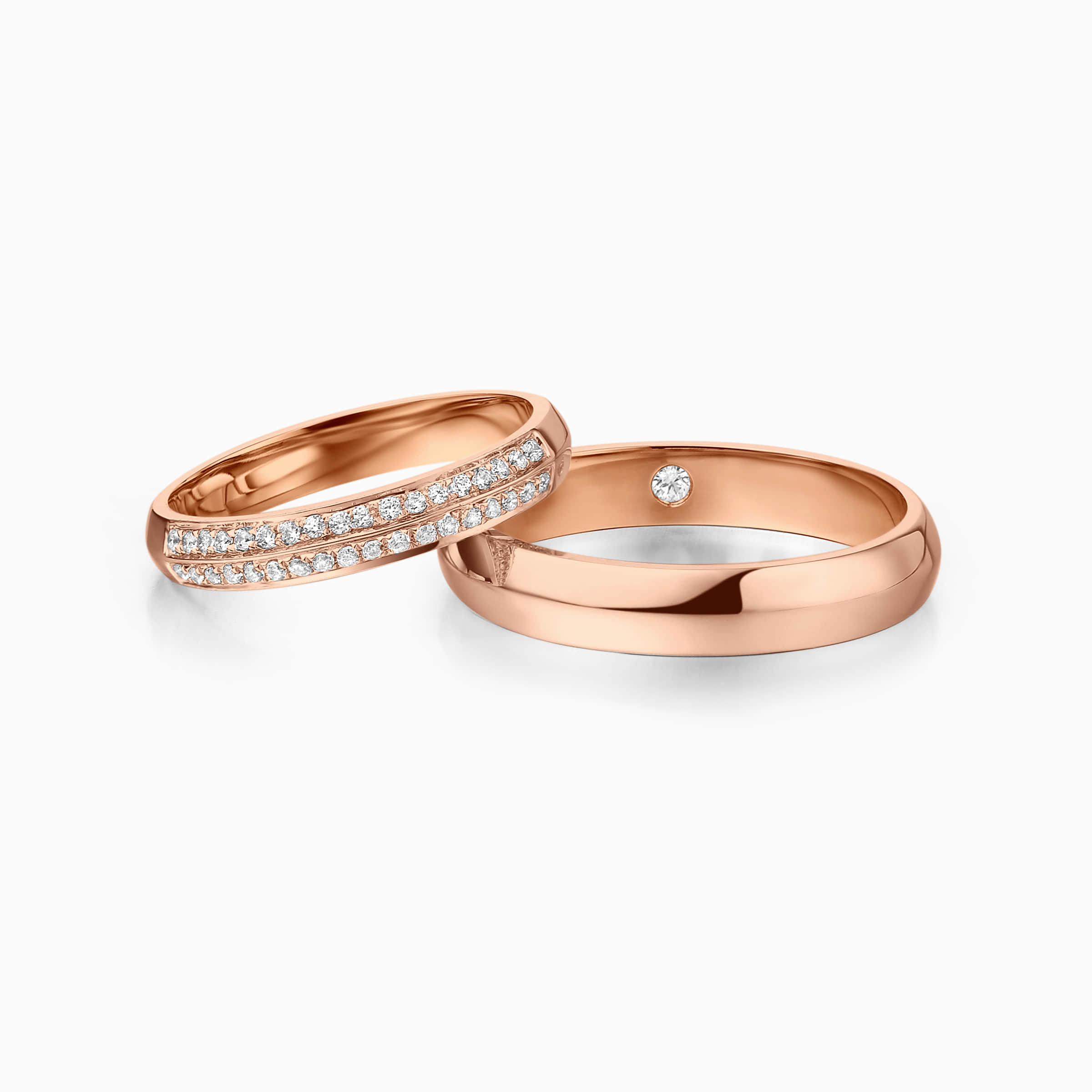 Darry Ring double row wedding bands in rose gold