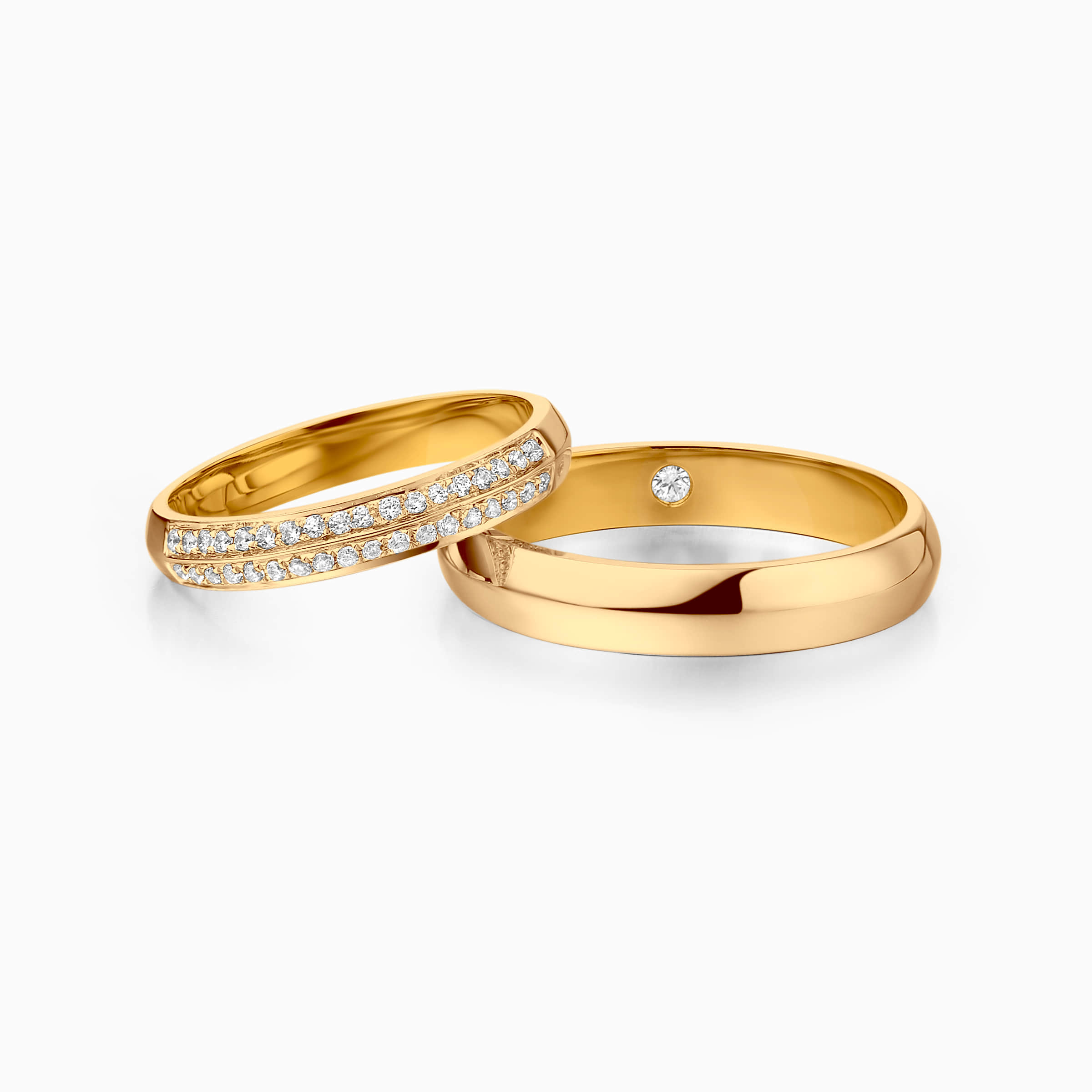Darry Ring double row wedding bands in yellow gold