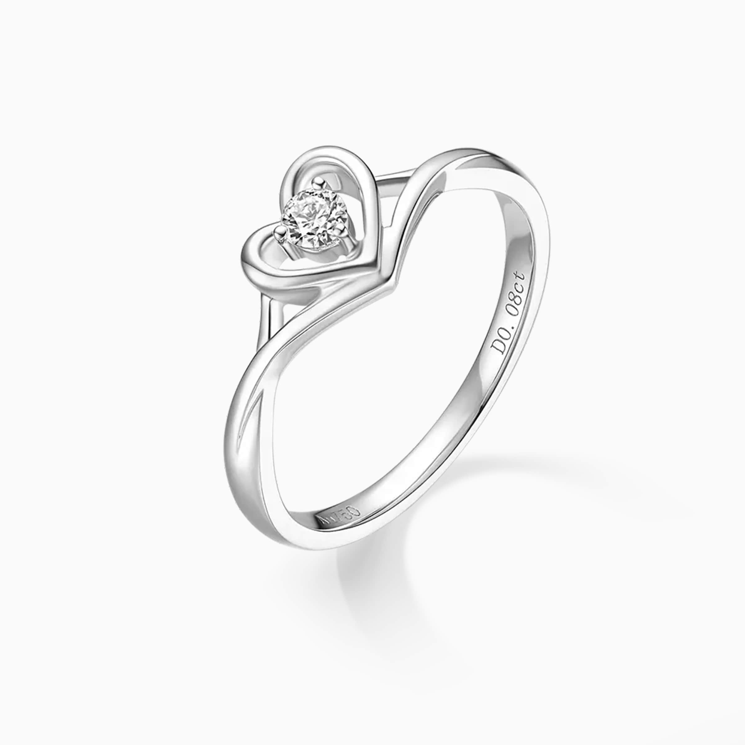 Simple Diamond Promise Ring Heart Shape Darry Ring
