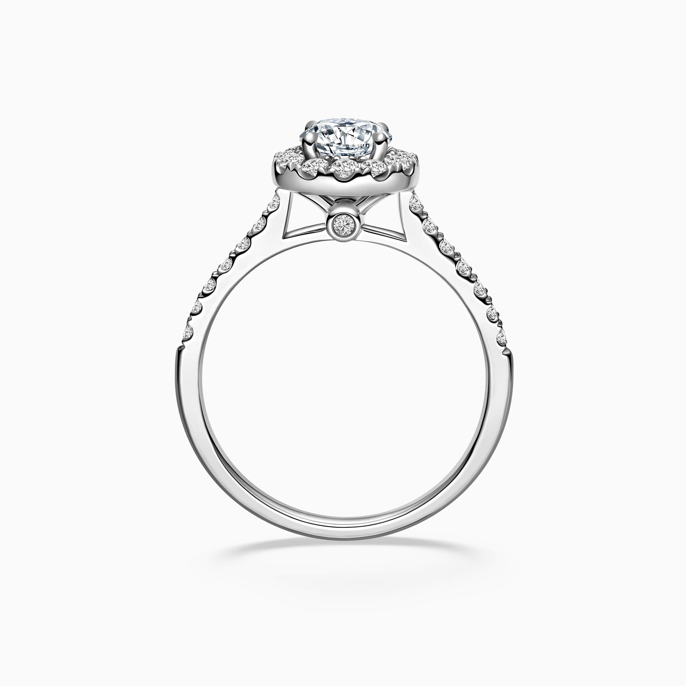 Darry Ring round halo engagement ring side view