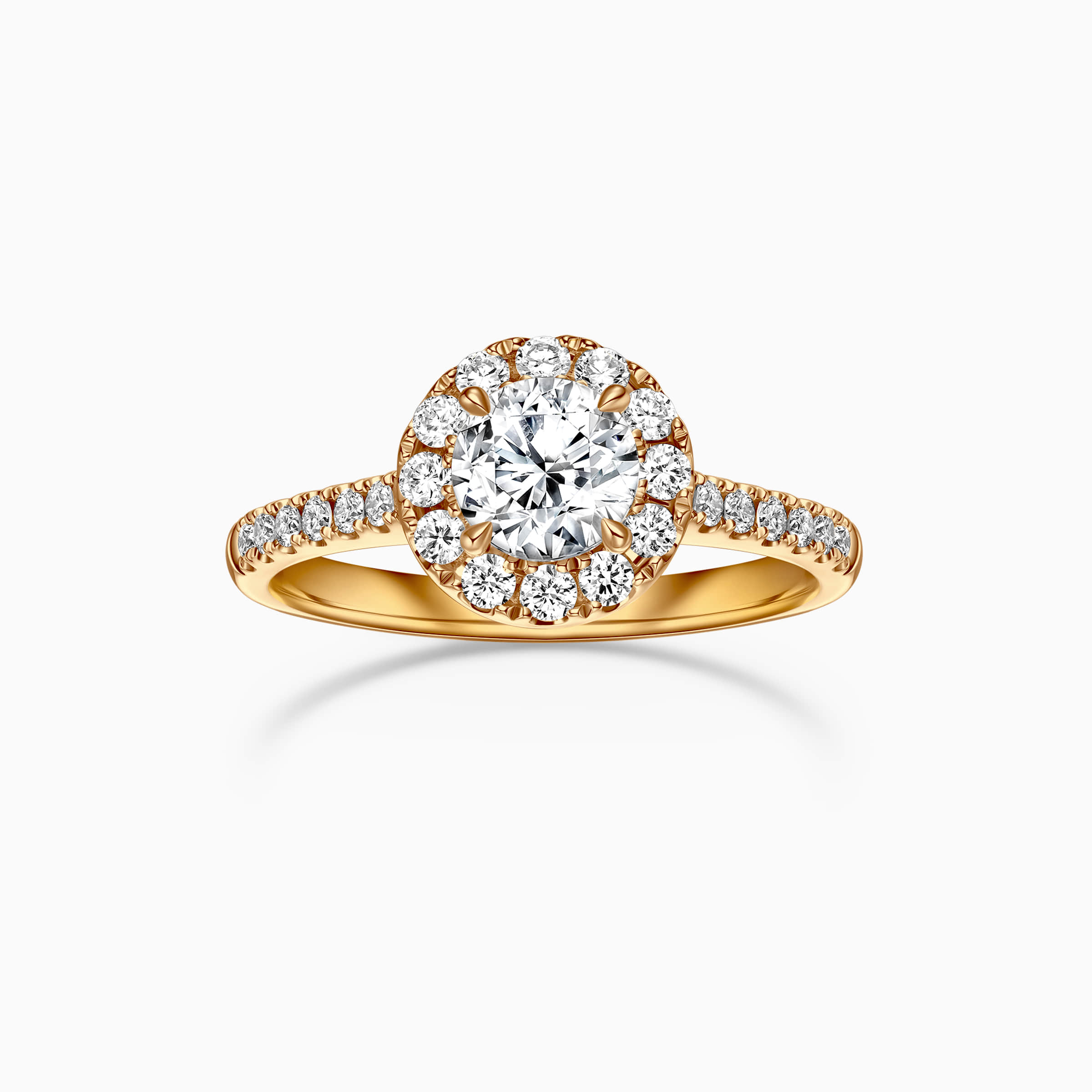 Darry Ring round halo engagement ring yellow gold