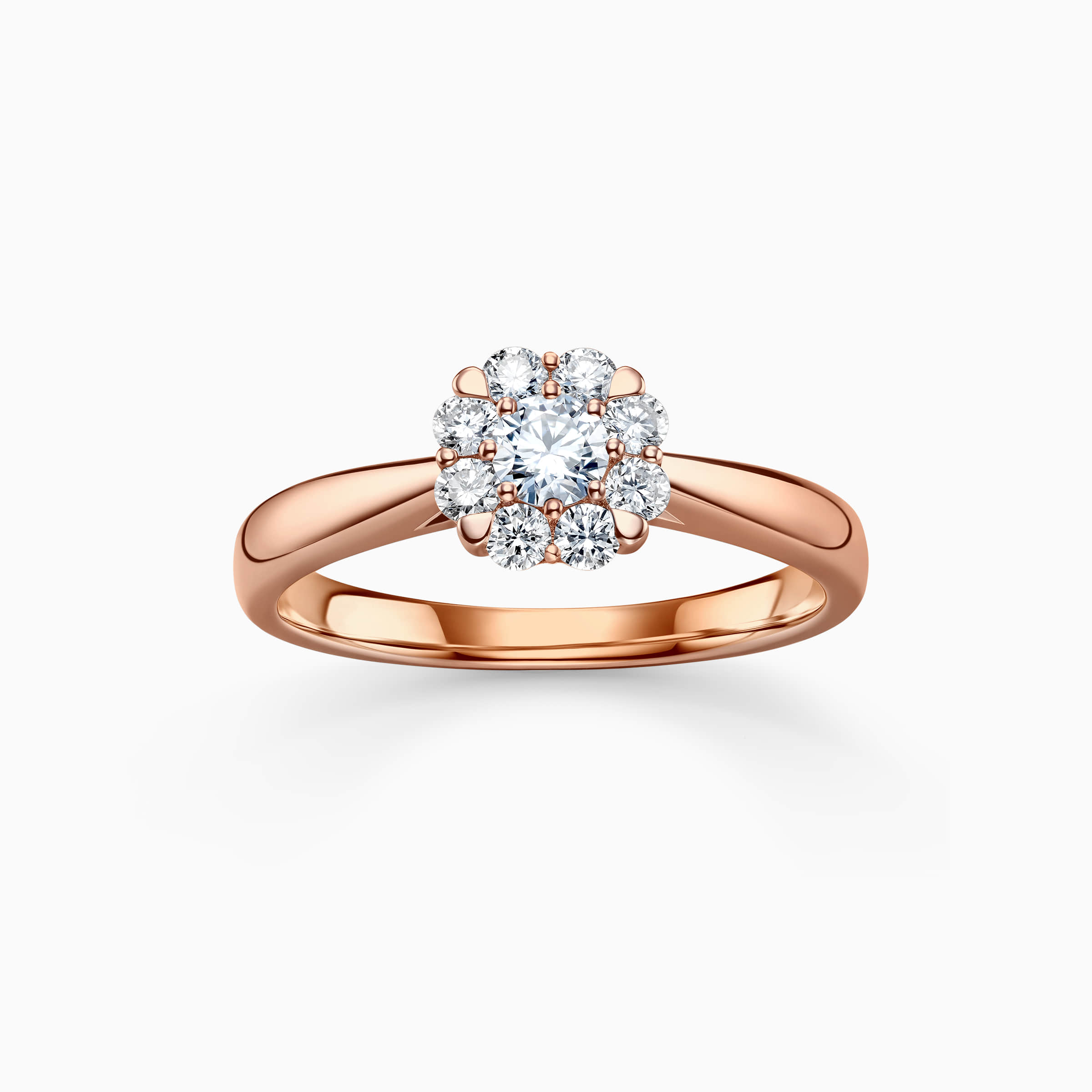 Darry Ring diamond halo promise ring rose gold