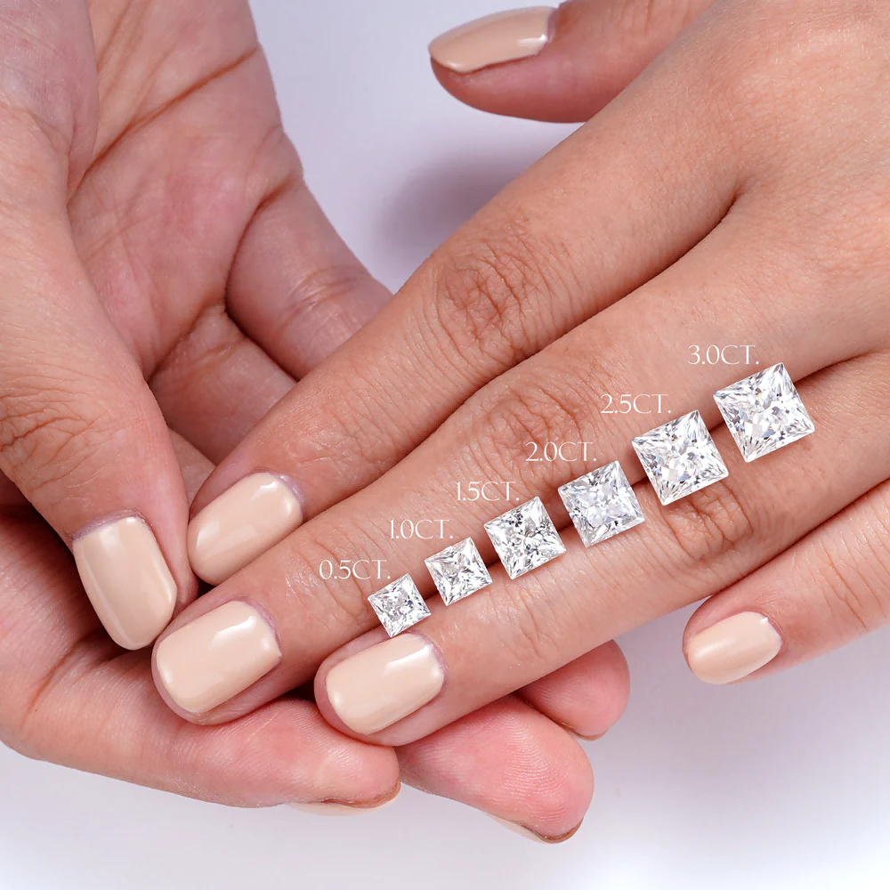 princess cut diamond carat size chart