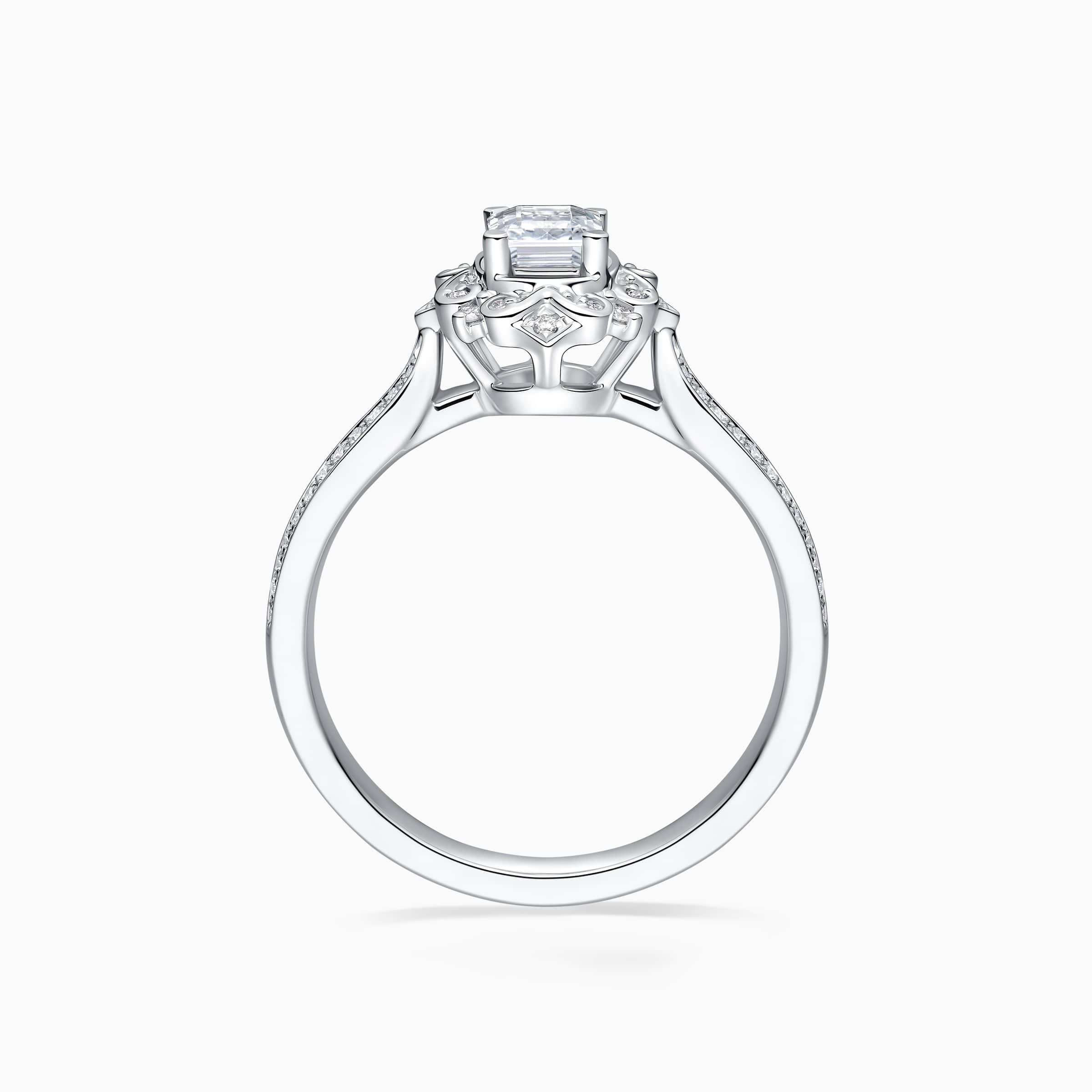 Darry Ring vintage emerald cut engagement ring front view