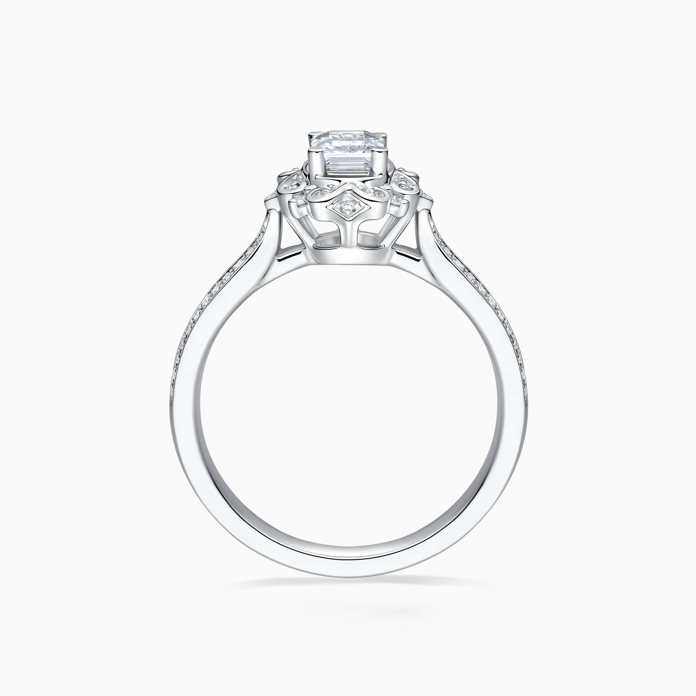 emerald cut halo engagement rings