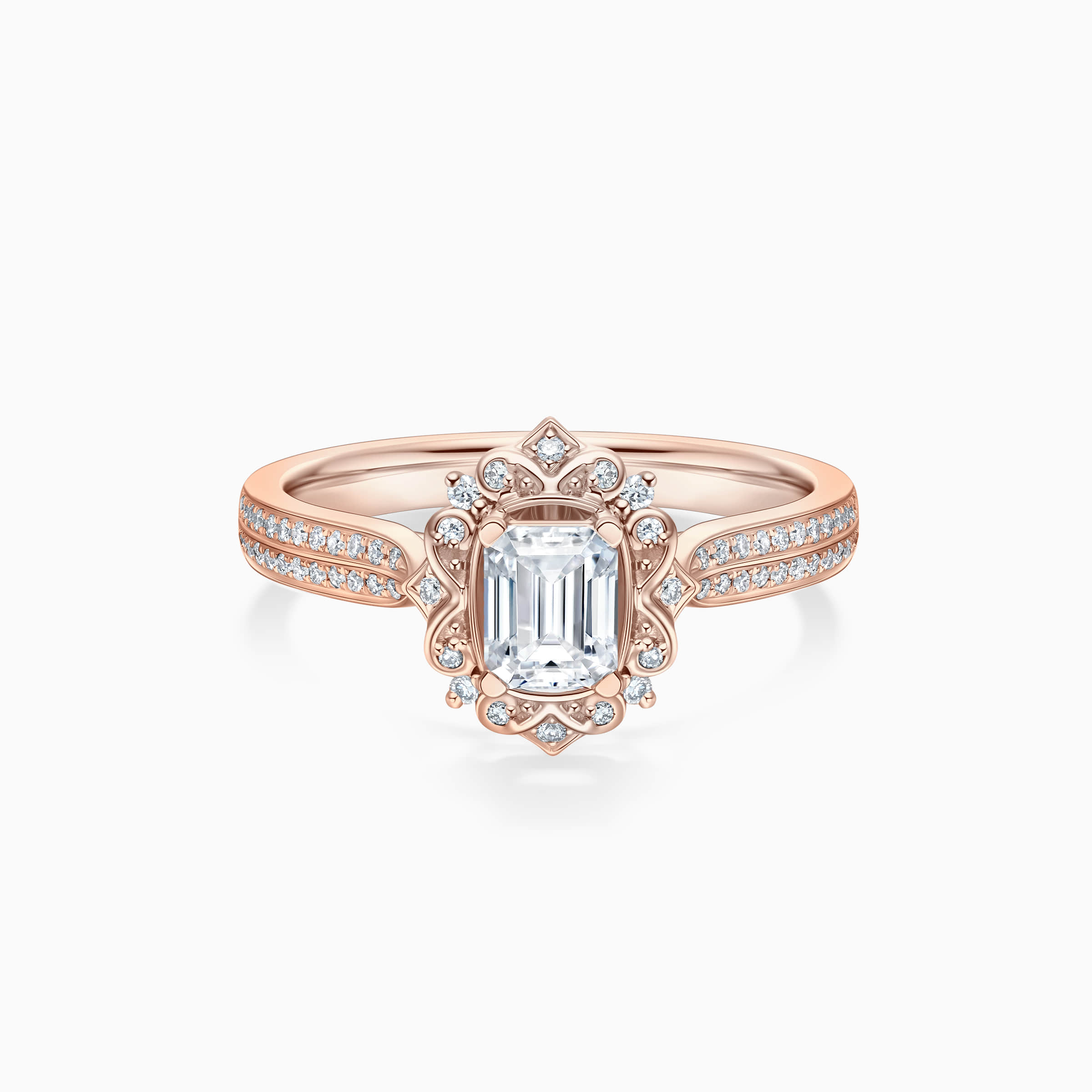 Darry Ring vintage emerald cut engagement ring in rose gold