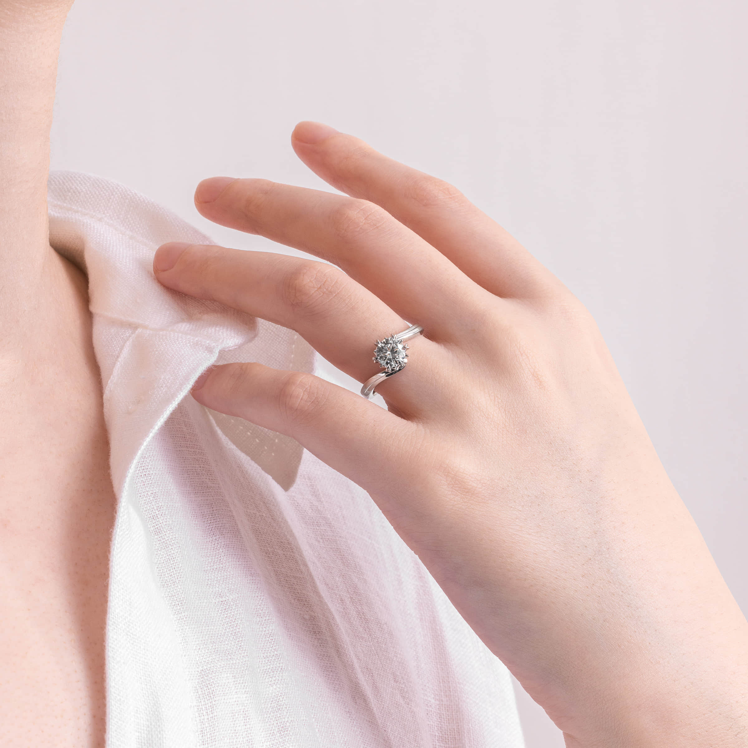 Darry Ring flower diamond promise ring on finger