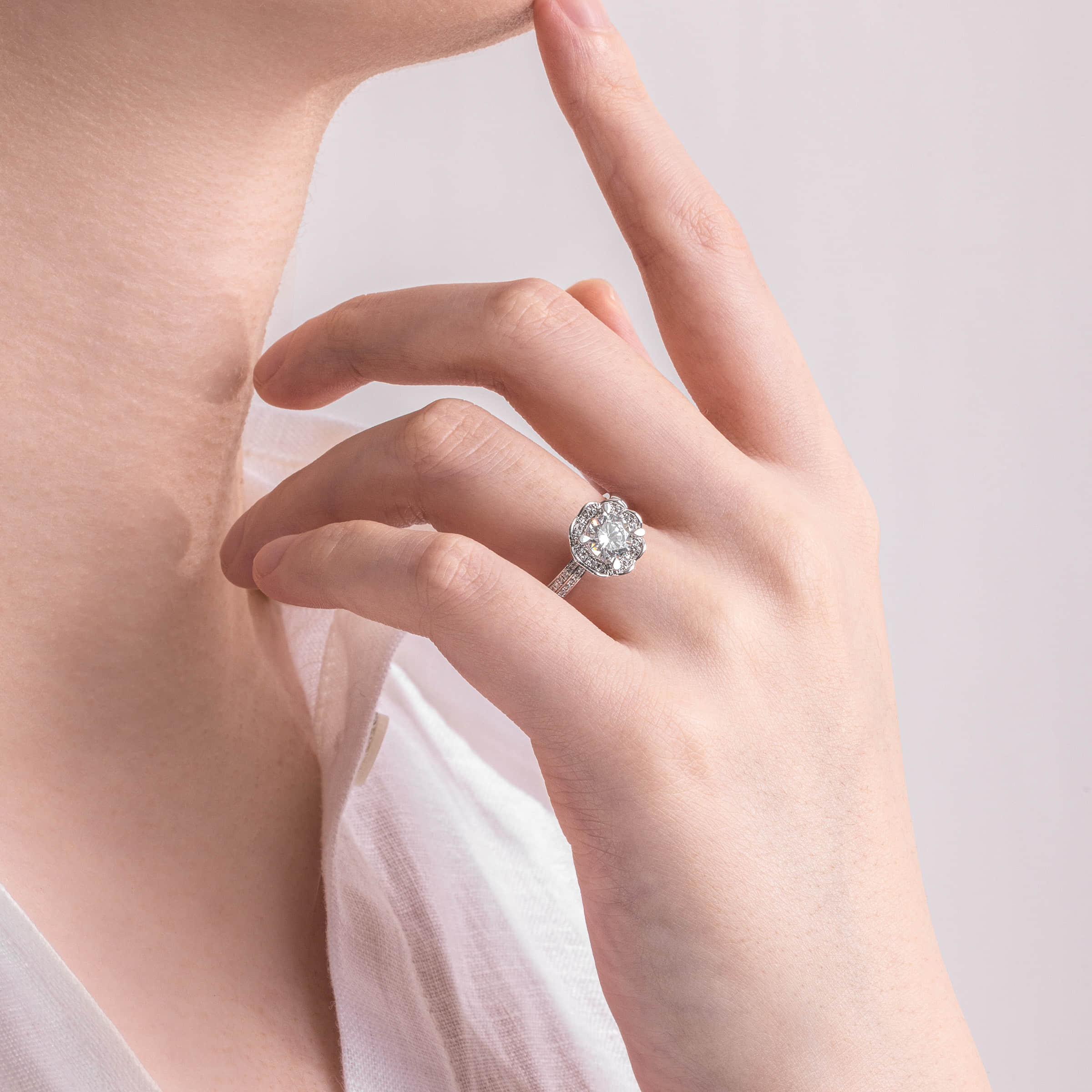 Darry Ring designer engagement ring on finger