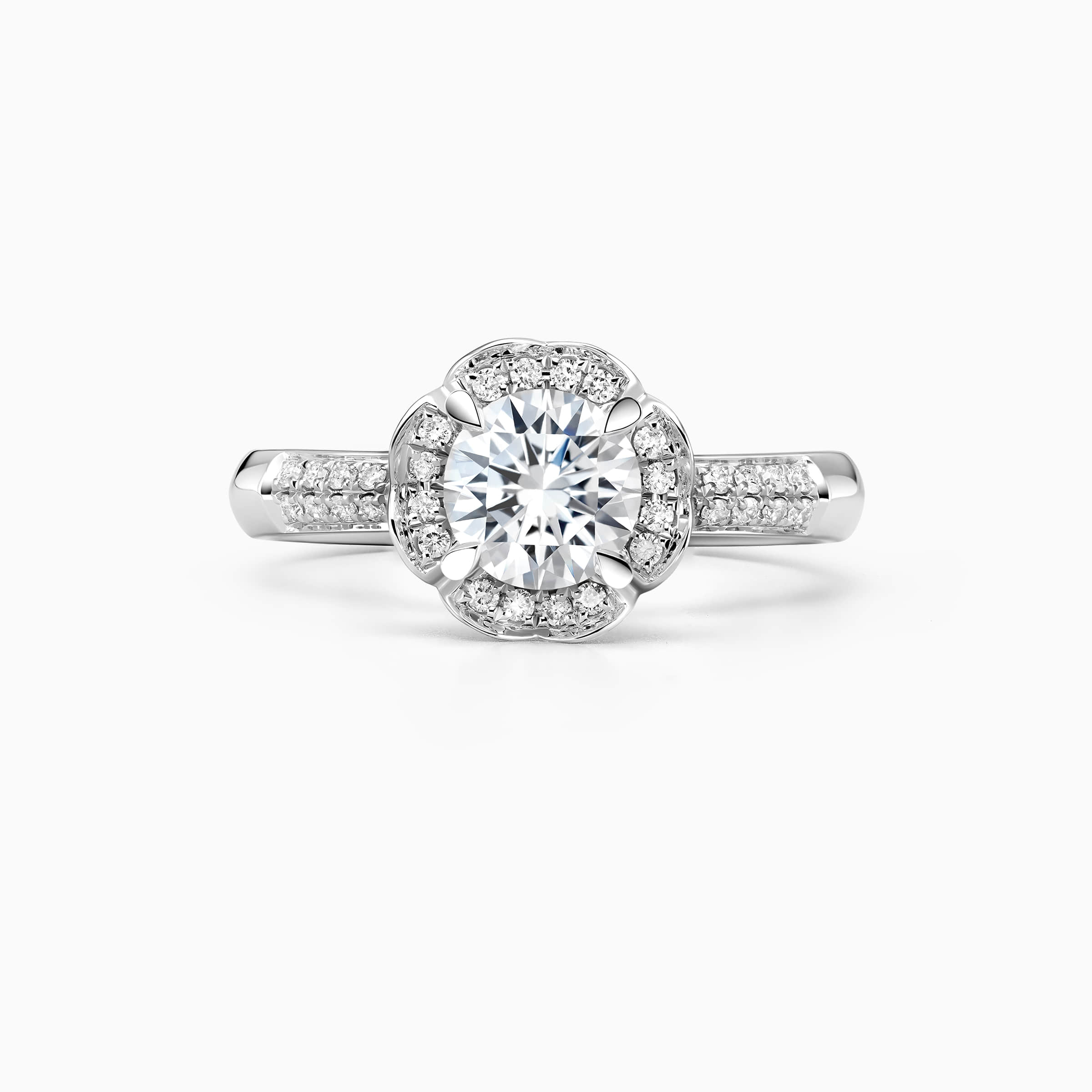 Darry Ring round hidden halo engagement ring in white gold