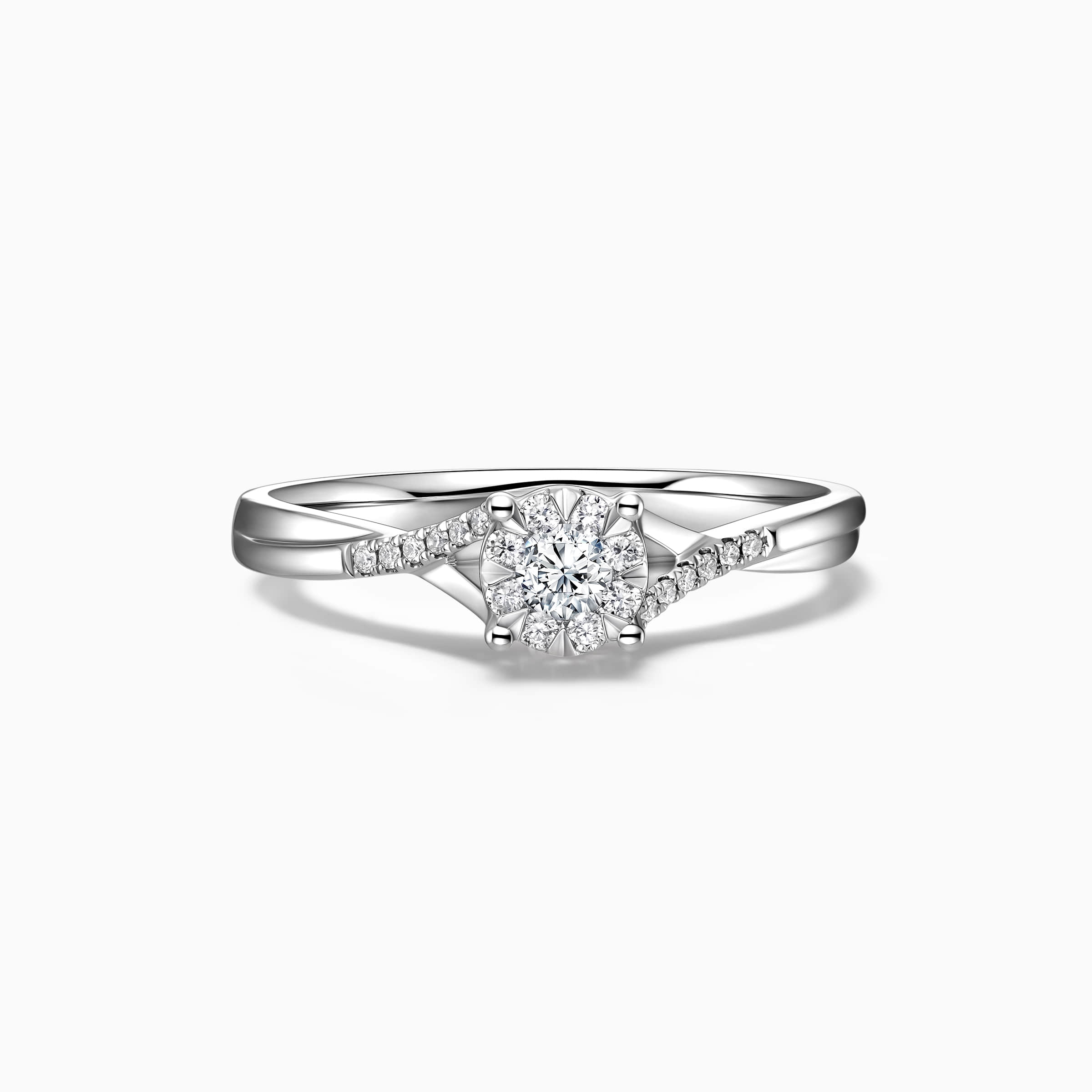 Darry Ring dainty halo promise ring in platinum