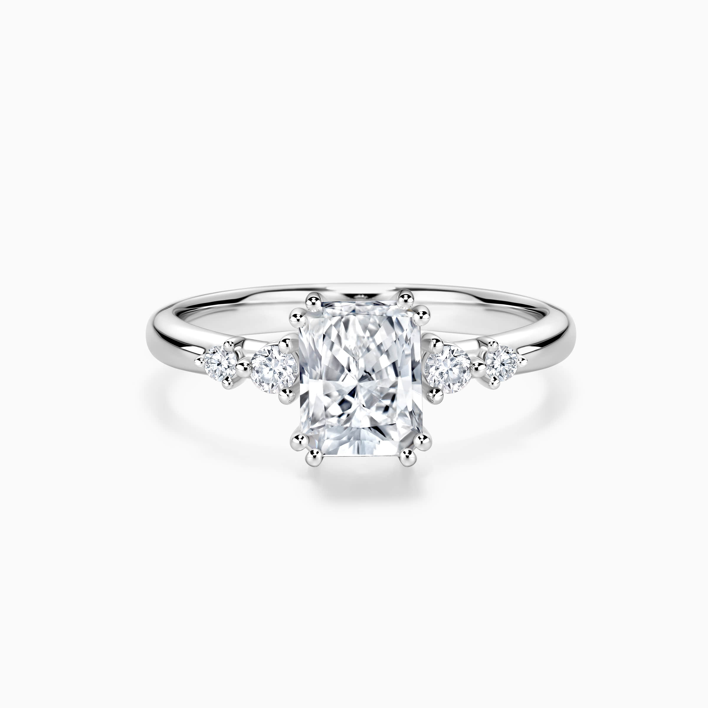 Radiant Cut Engagement Ring with Side Stones - Darry Ring