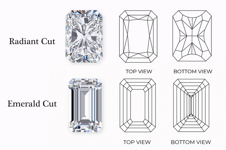 radiant vs emerald cut: facets