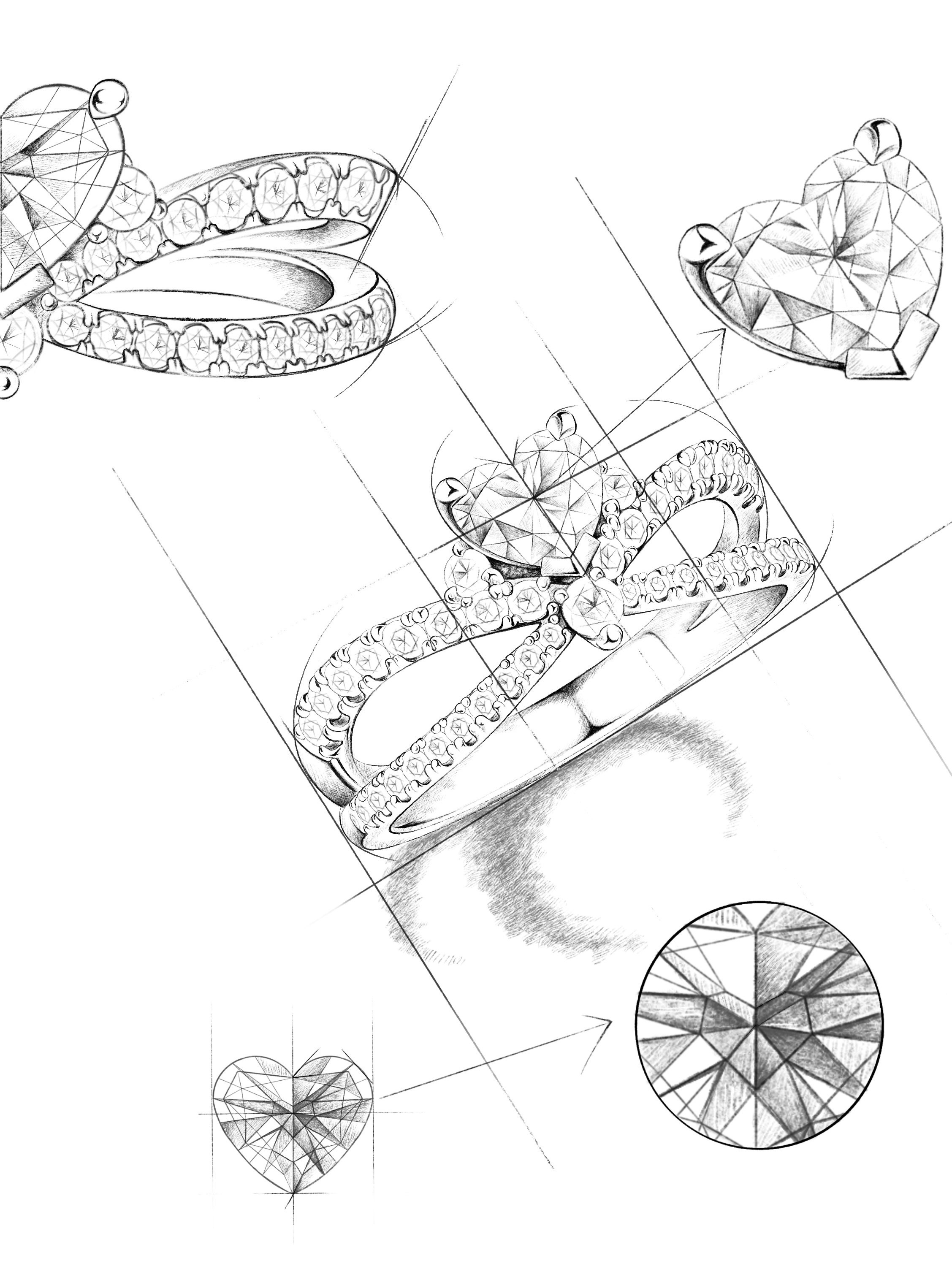design manuscript of Darry Ring designer engagement ring