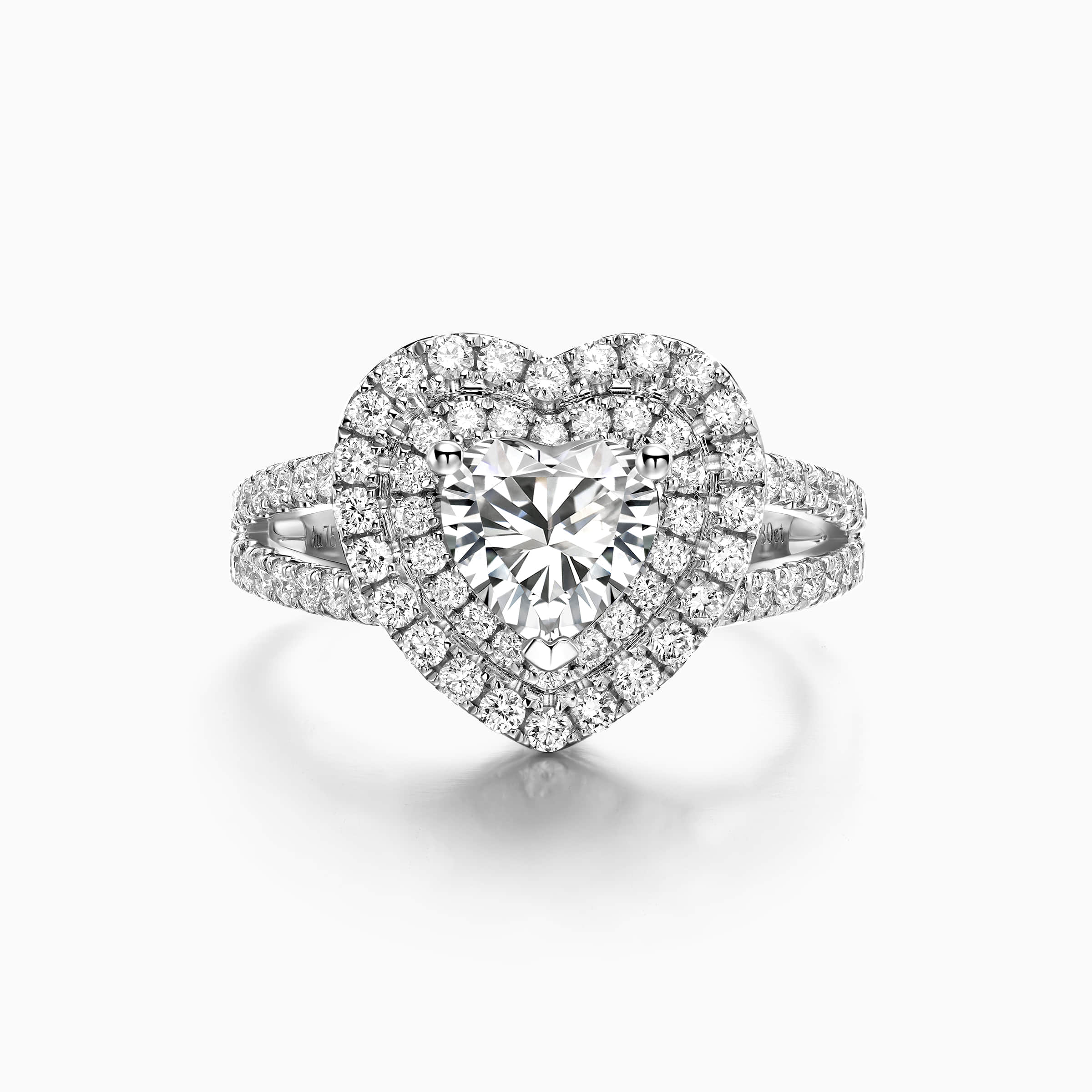 Darry Ring double halo heart engagement ring in white gold