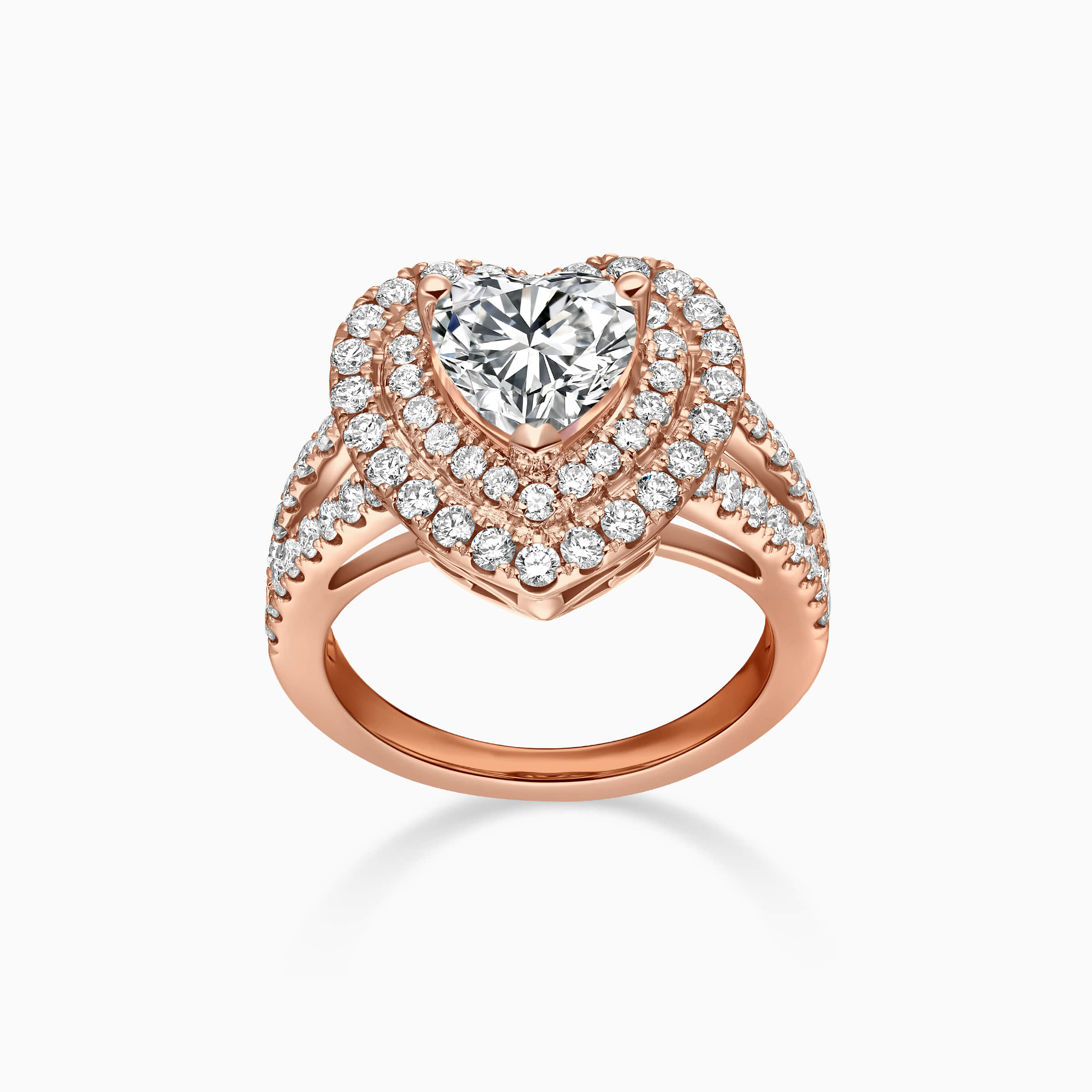 Darry Ring double halo heart engagement ring in rose gold