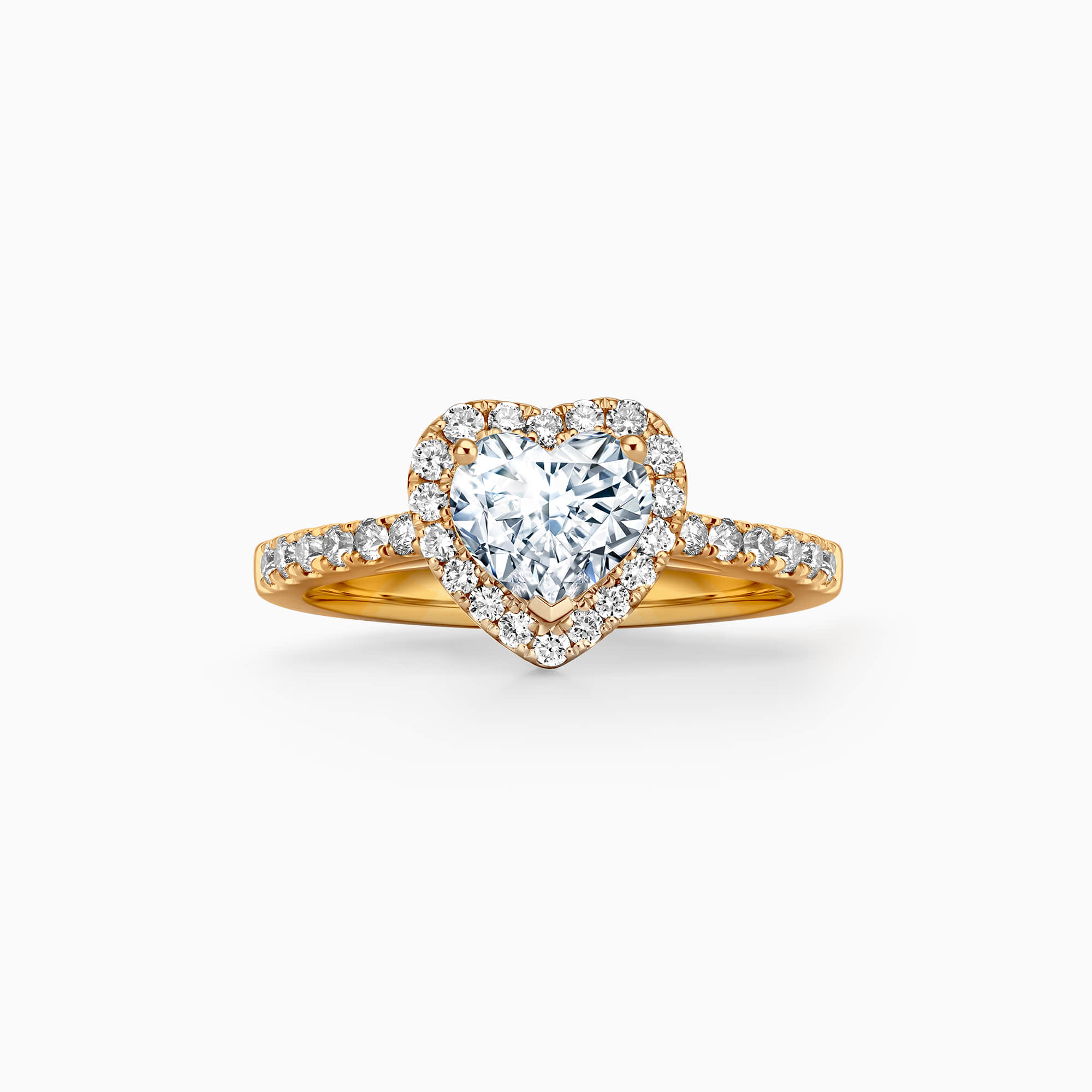 Darry Ring heart halo engagement ring in yellow gold