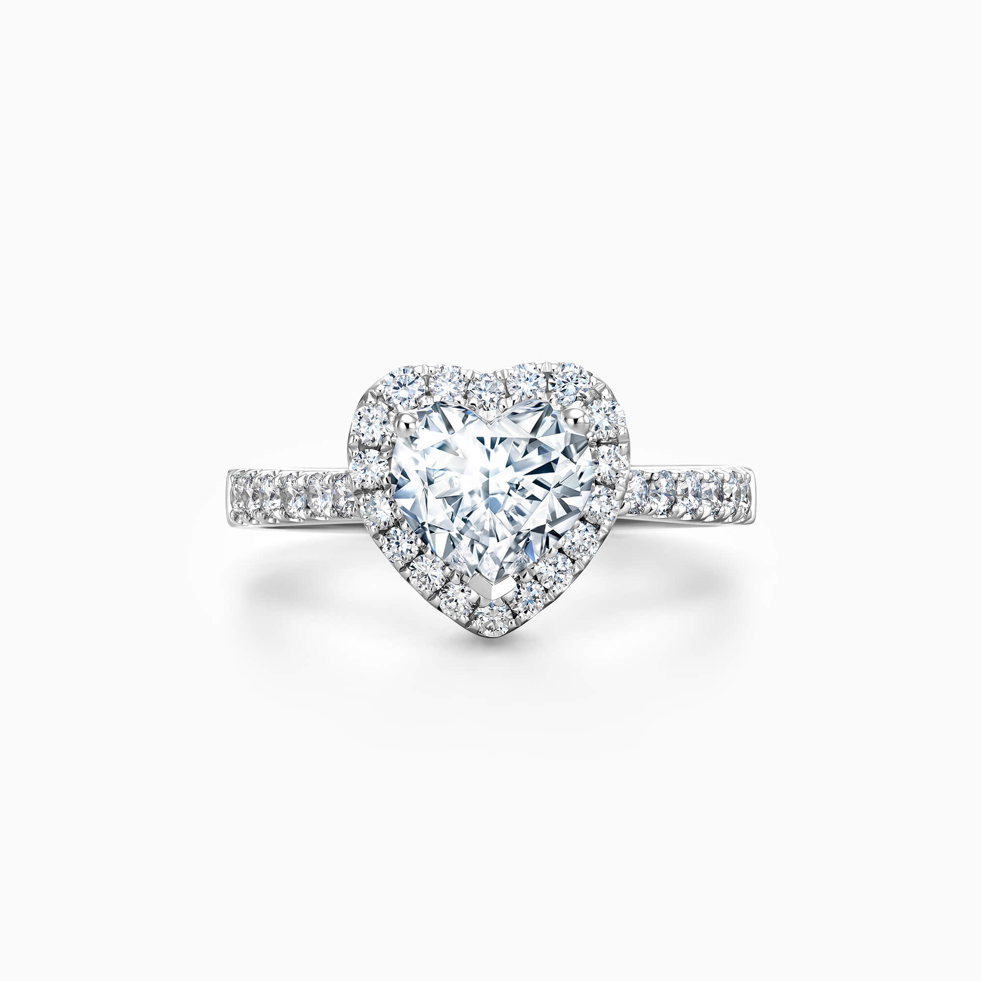 Darry Ring heart halo engagement ring in white gold