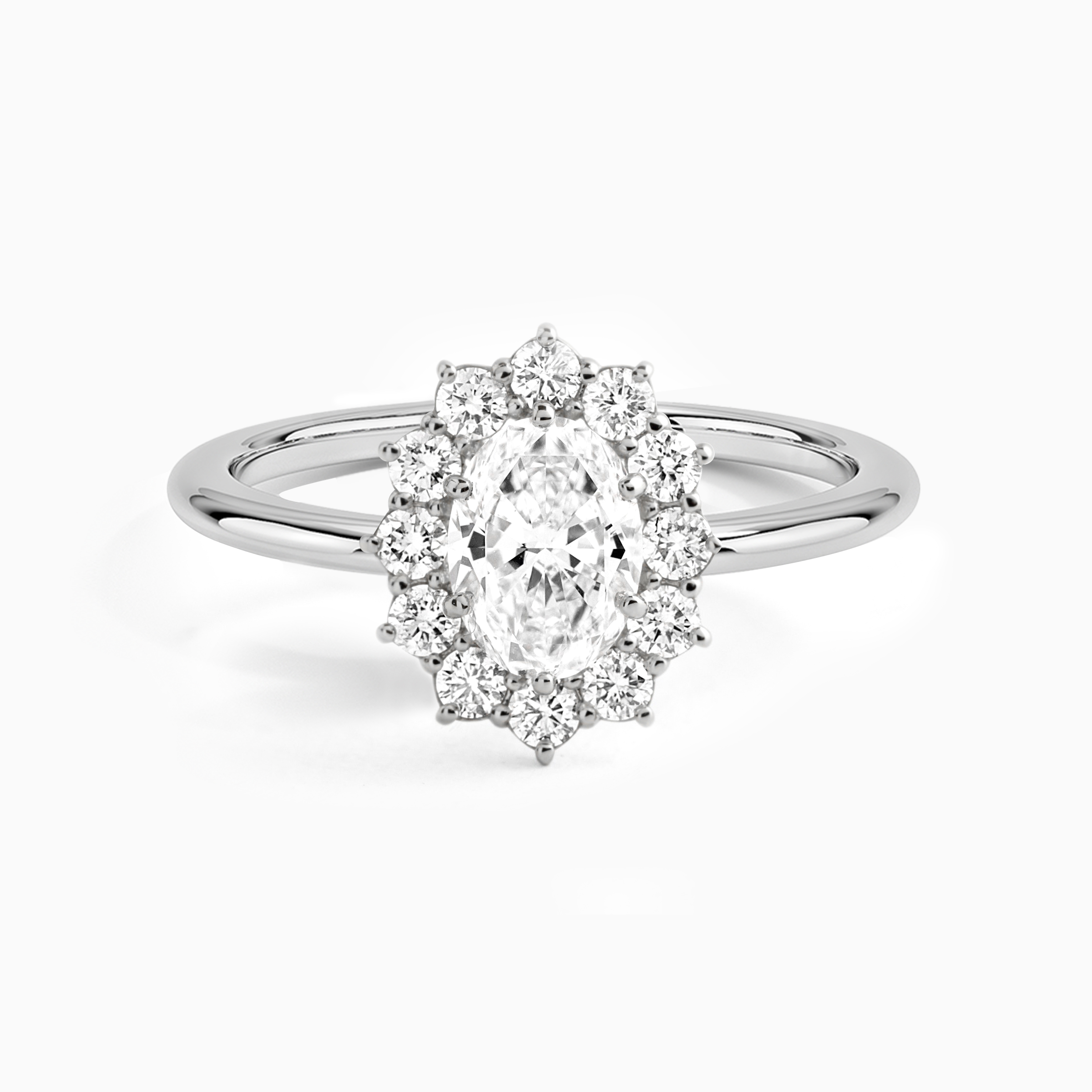 Darry Ring oval cut halo promise ring in white gold