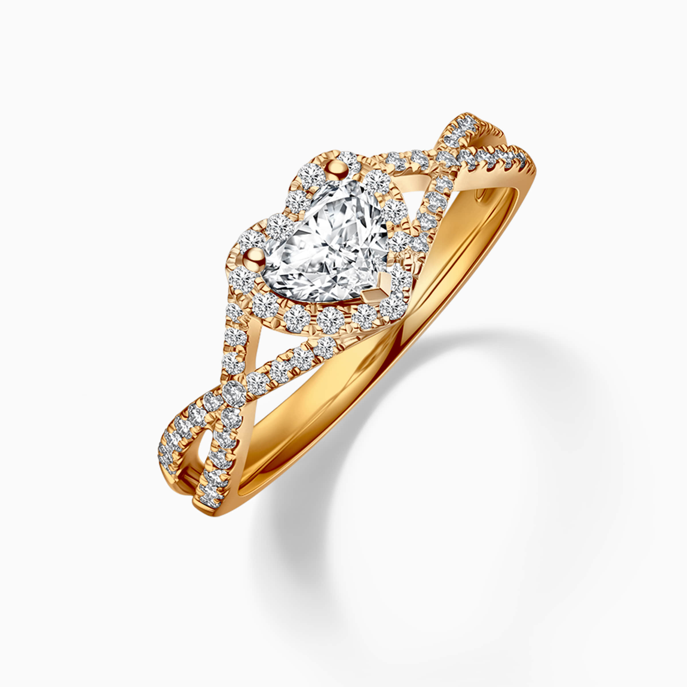 Darry Ring halo heart promise ring in yellow gold