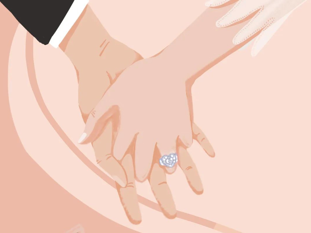 diamond proposal ring on left ring finger