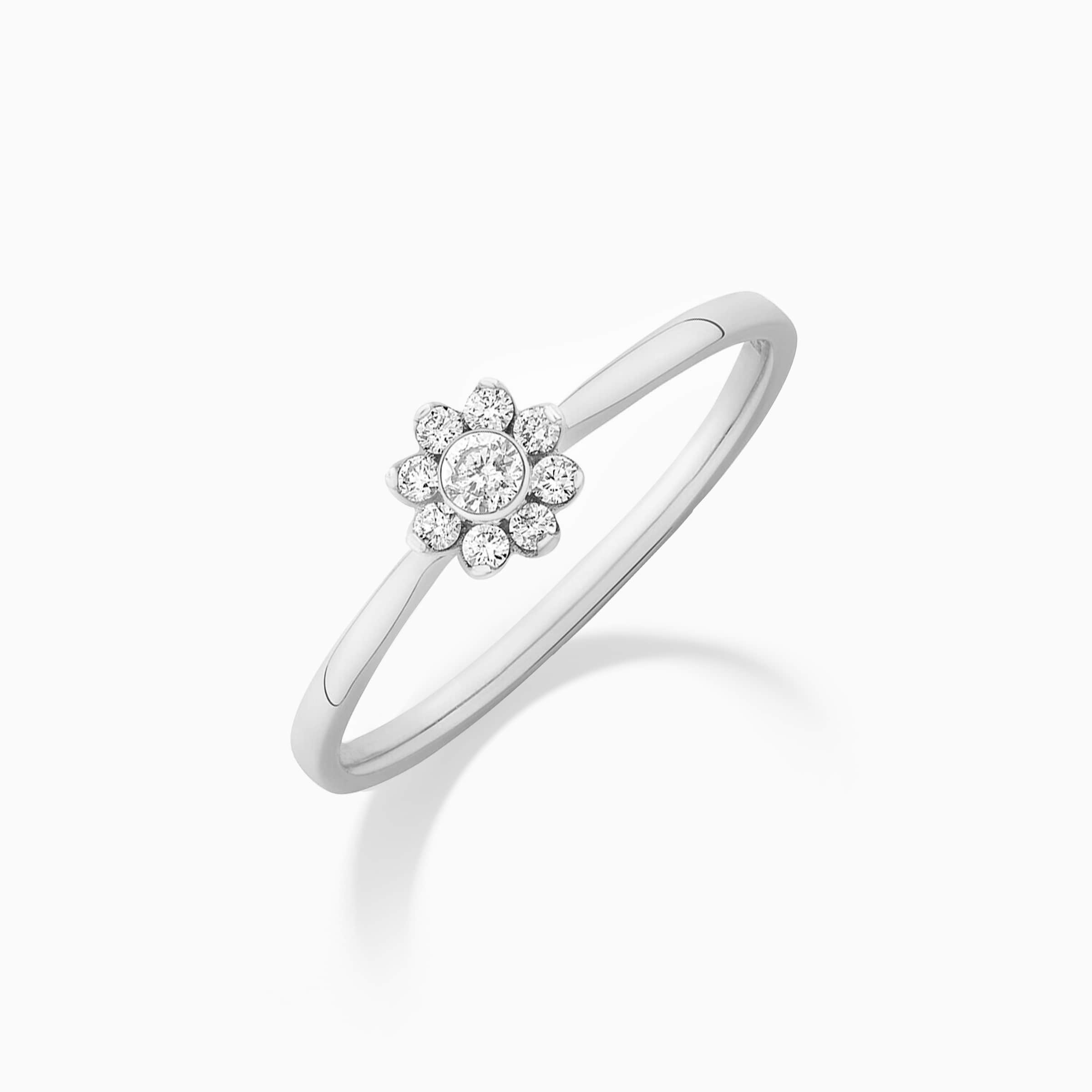 Darry Ring floral halo promise ring in white gold