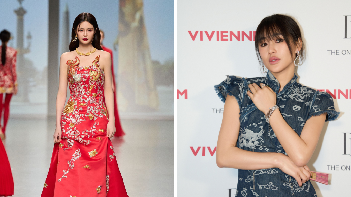 Chinese artist Mengchen Shen and actor Ran Chen attended the Paris Fashion Week