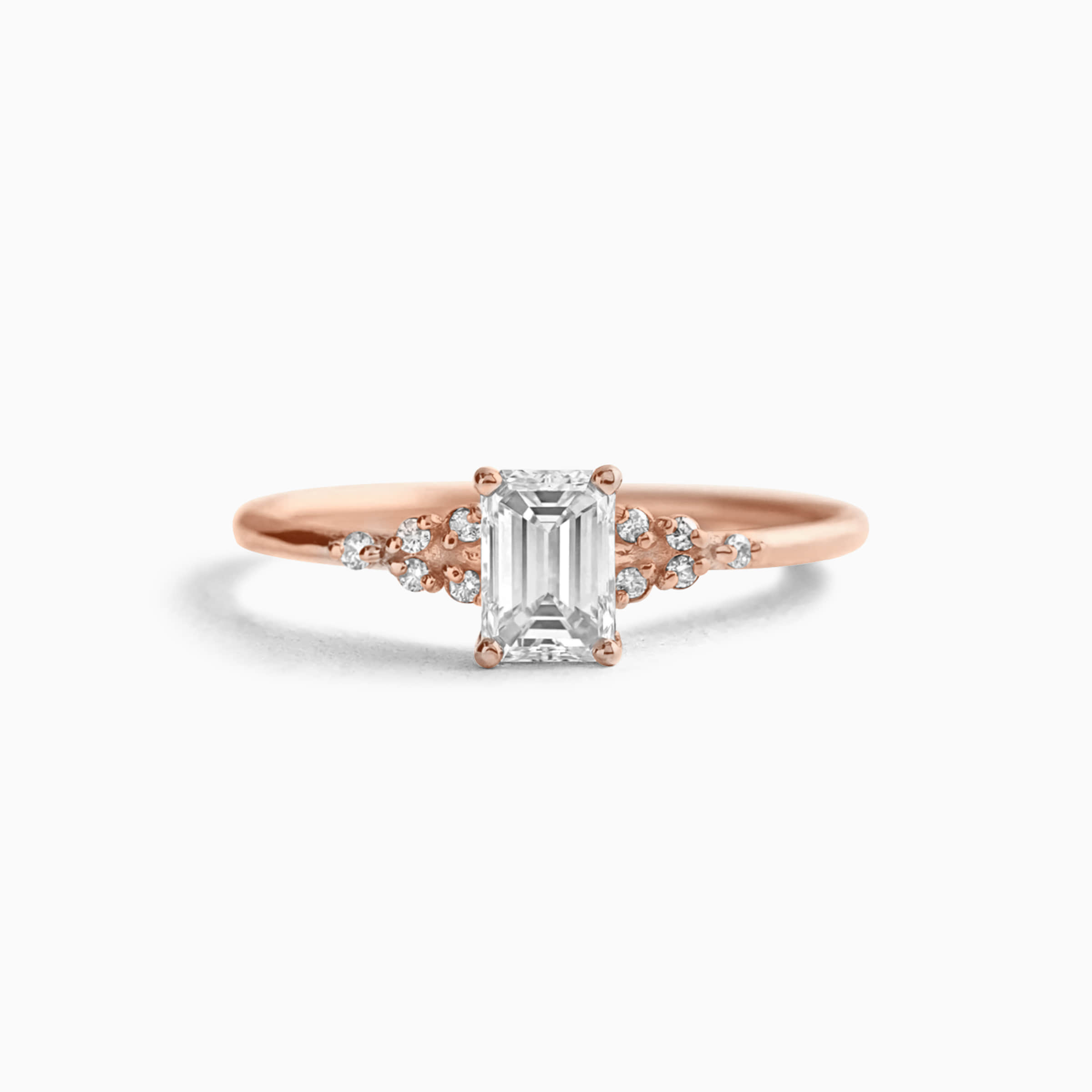 Darry Ring antiuqe emerald cut engagement ring in rose gold