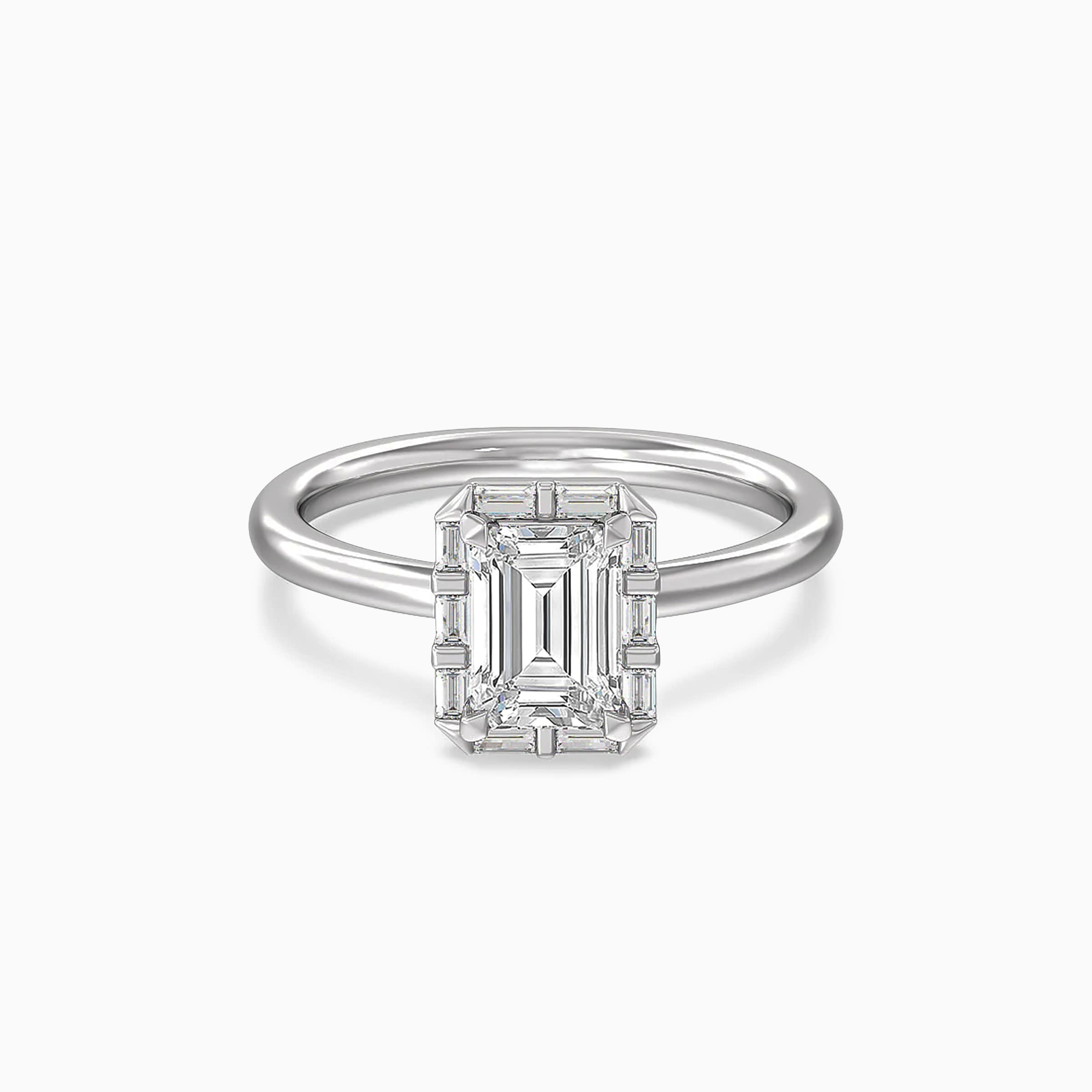 Darry Ring emerald cut halo engagement ring white gold